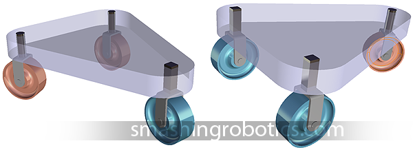 Variants of 3 wheeled robot platforms
