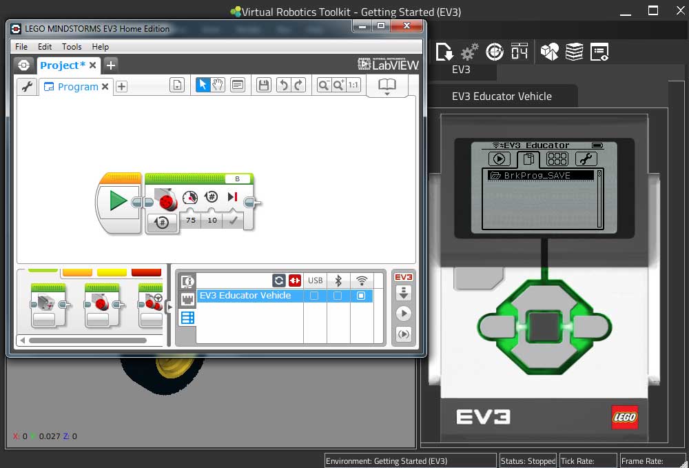 Uploading a file to the VRT virtual LEGO EV3 brick