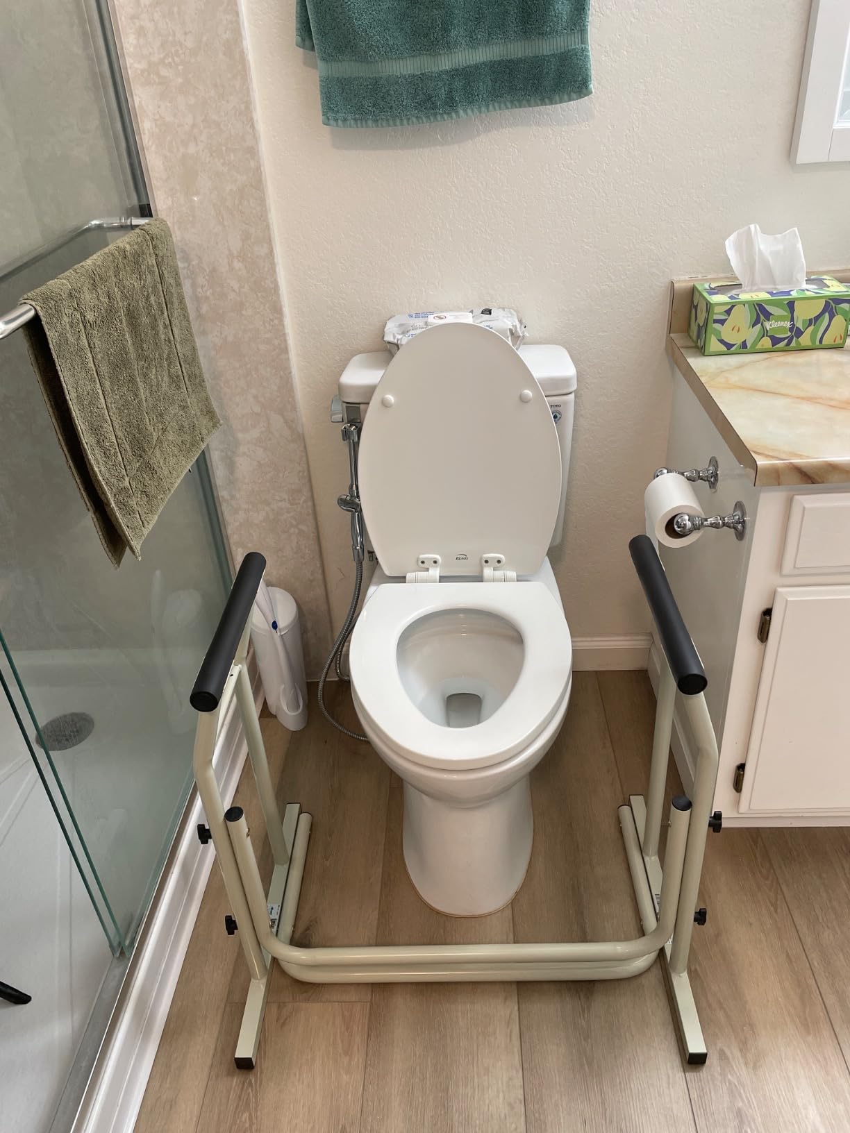 Drive Medical Freestanding Toilet Safety Frame Grab Bar Rail, White customer photo 1