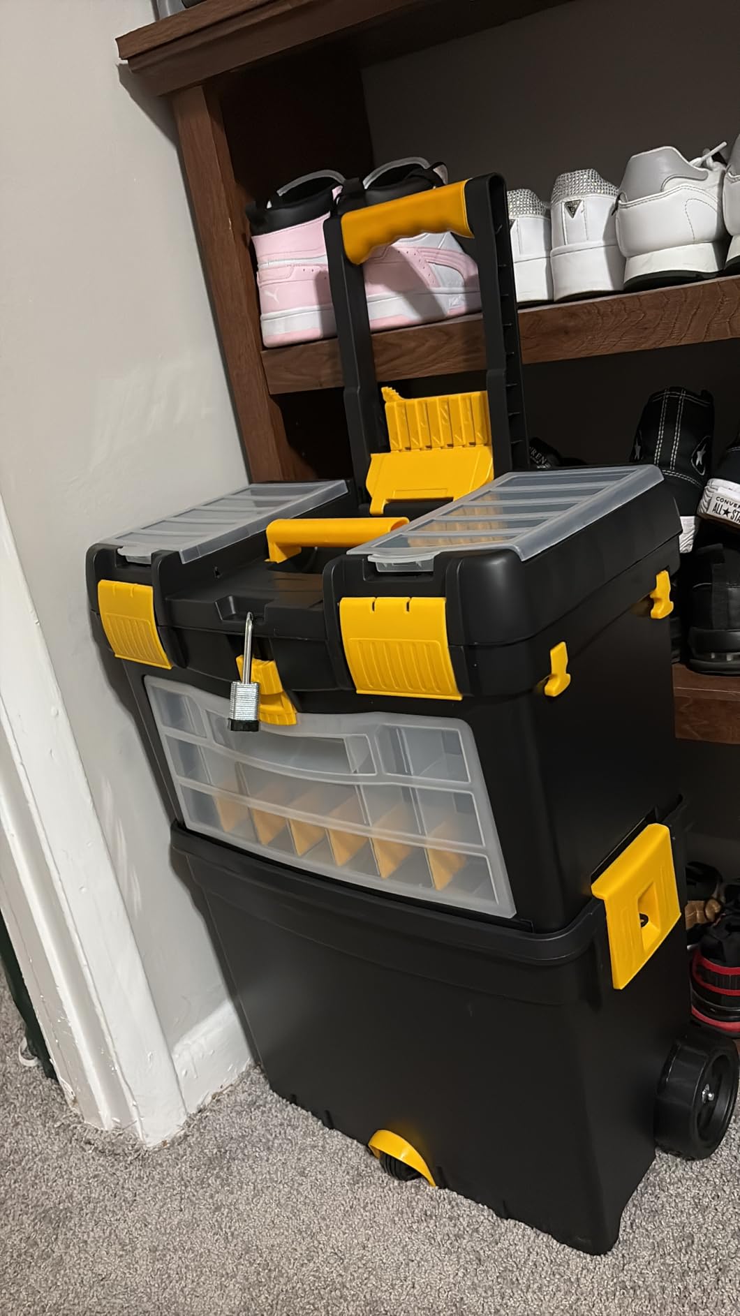 Rolling Tool Box with Wheels, Foldable Comfort Handle, and Removable Top – Toolbox Organizers and Storage by Stalwart customer photo 1