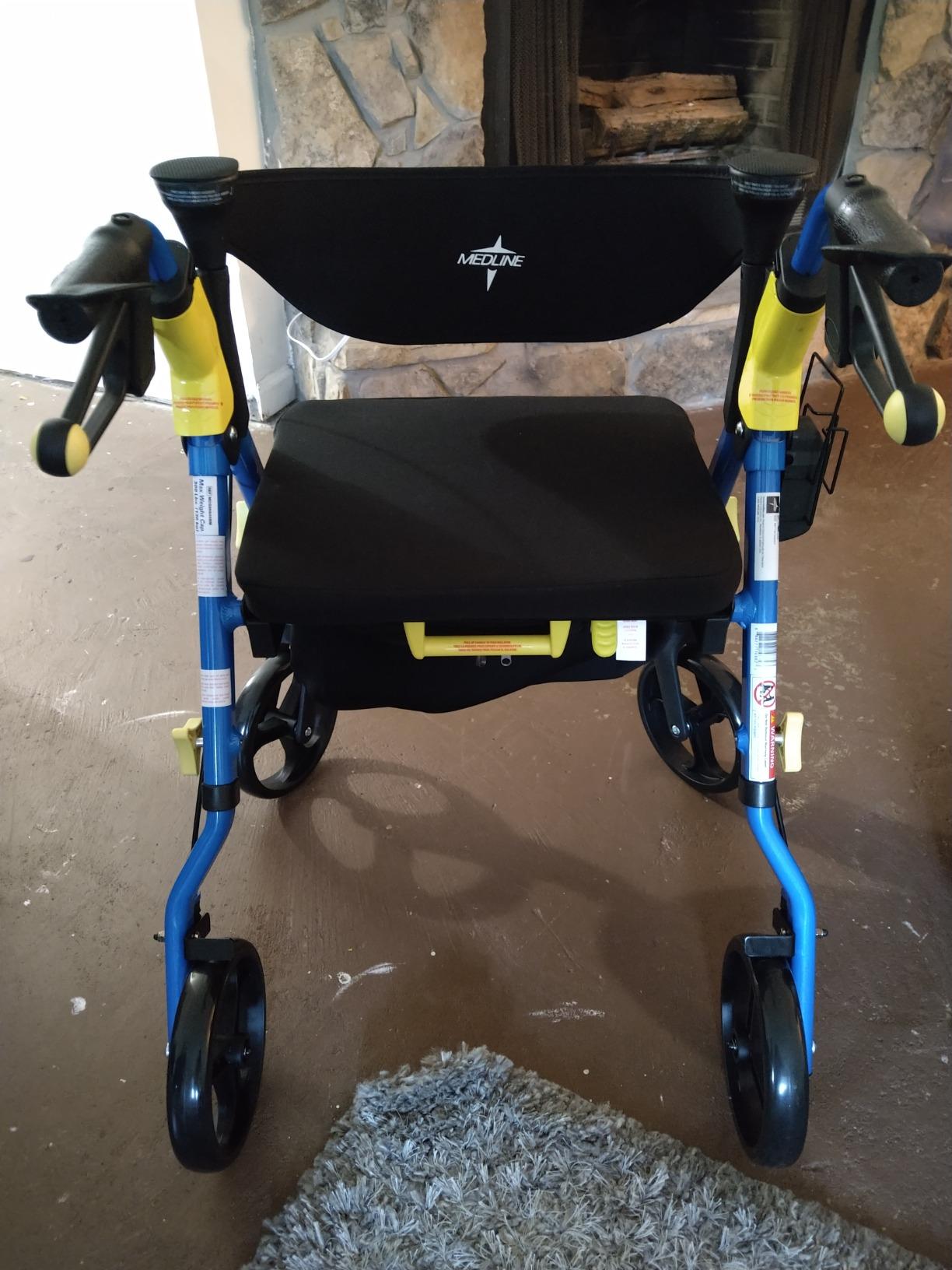 Medline Premium Empower Folding Mobility Rollator Walker with Memory Foam Seat, Black, 300 lb. Weight Capacity, 8” Wheels, Cupholder,Rolling Walker for Mobility Impairment, Adjustable Handles customer photo 2