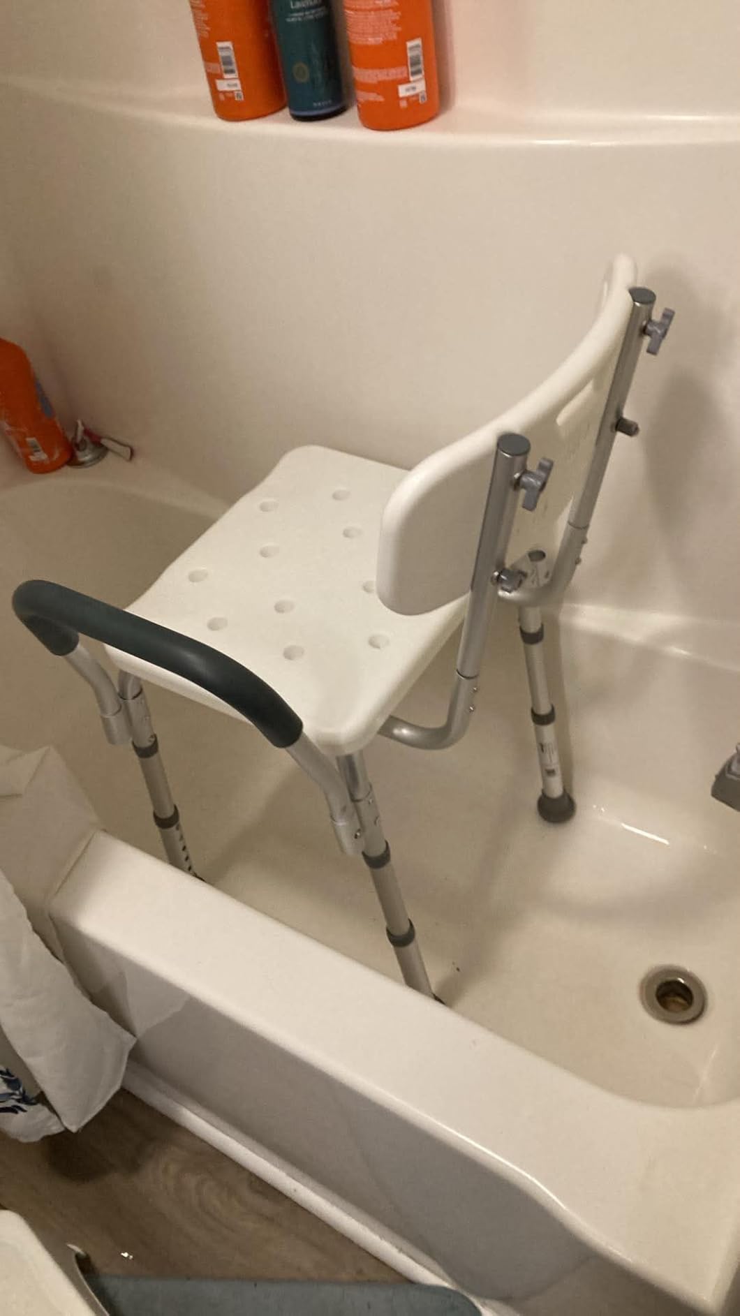 Drive Medical Premium Shower Chair with Back and Padded Arms, White customer photo 1