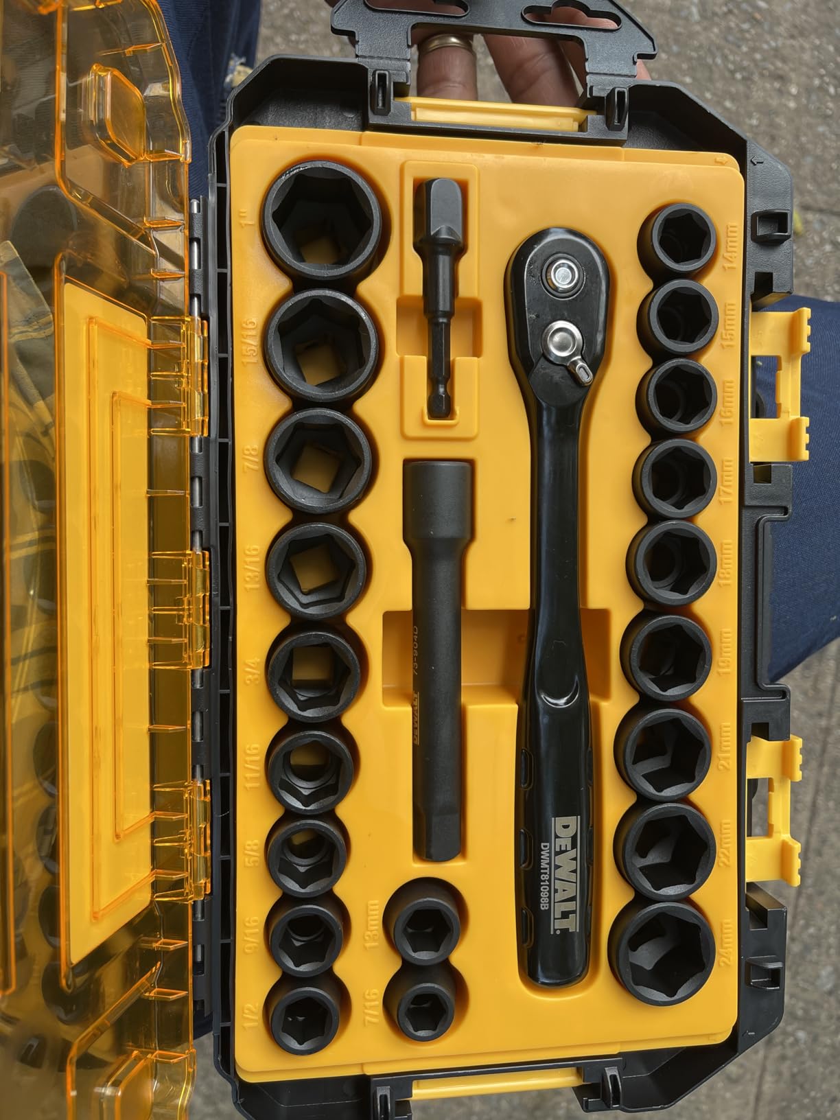 DEWALT Impact Socket Set with Ratchet, Metric/SAE, 1/2