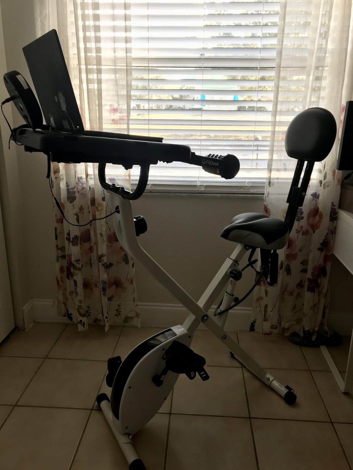 FitDesk Standing Exercise Bike Desk 3.0, Adjustable Height Indoor Cycling Trainer with Laptop Tray, Portable Stationary Fitness Desk for Home Office, Foldable Exercise Workstation, Supports 300 lbs customer photo 1