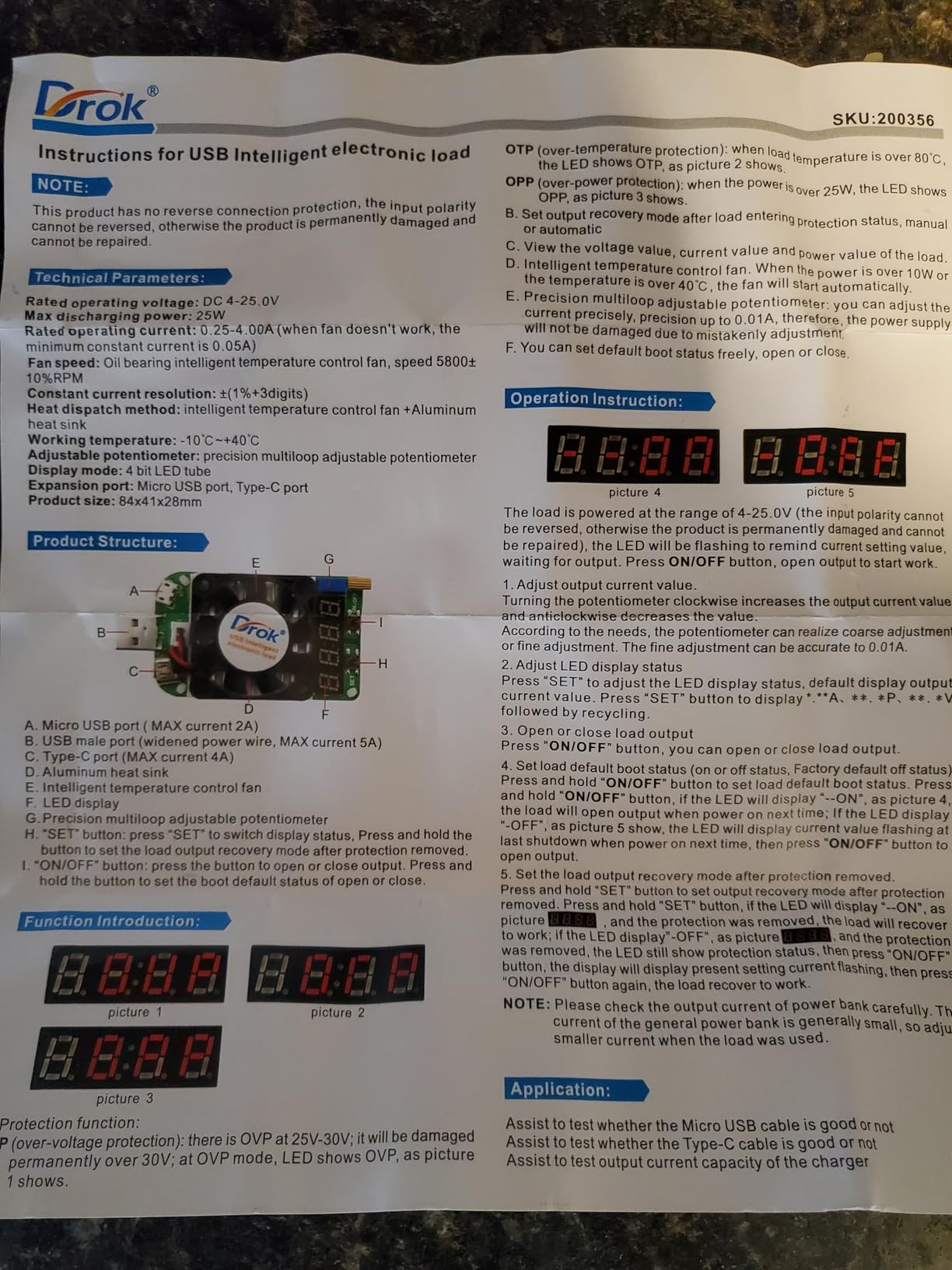 DROK USB Load Tester, Electronic Load Test Resistor Module 25W LD25 USB and Type C Interface Discharge Adjustable Constant Current 0.25A-4A Intelligent Temperature Control with Cooling Fan customer photo 1