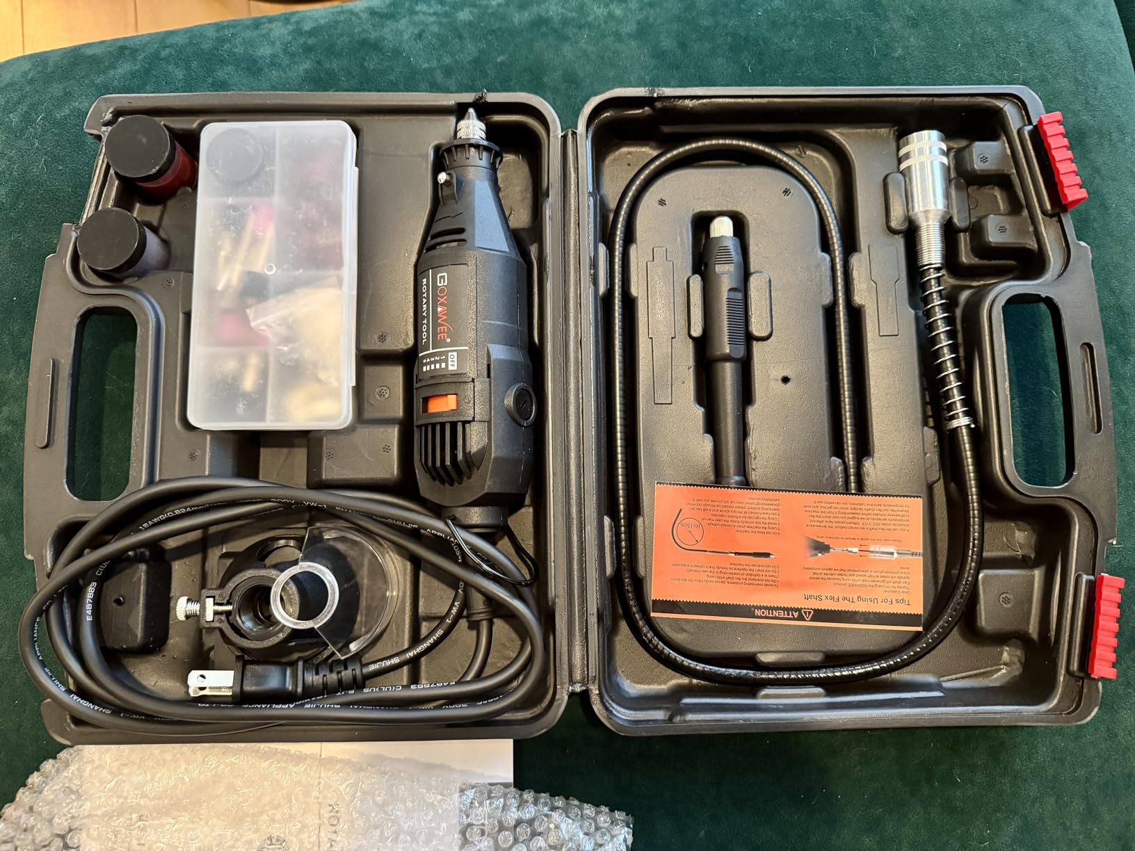 GOXAWEE Mini Power Rotary Tool Kit with Flex Shaft & Keyless Chuck -140Pcs customer photo 1