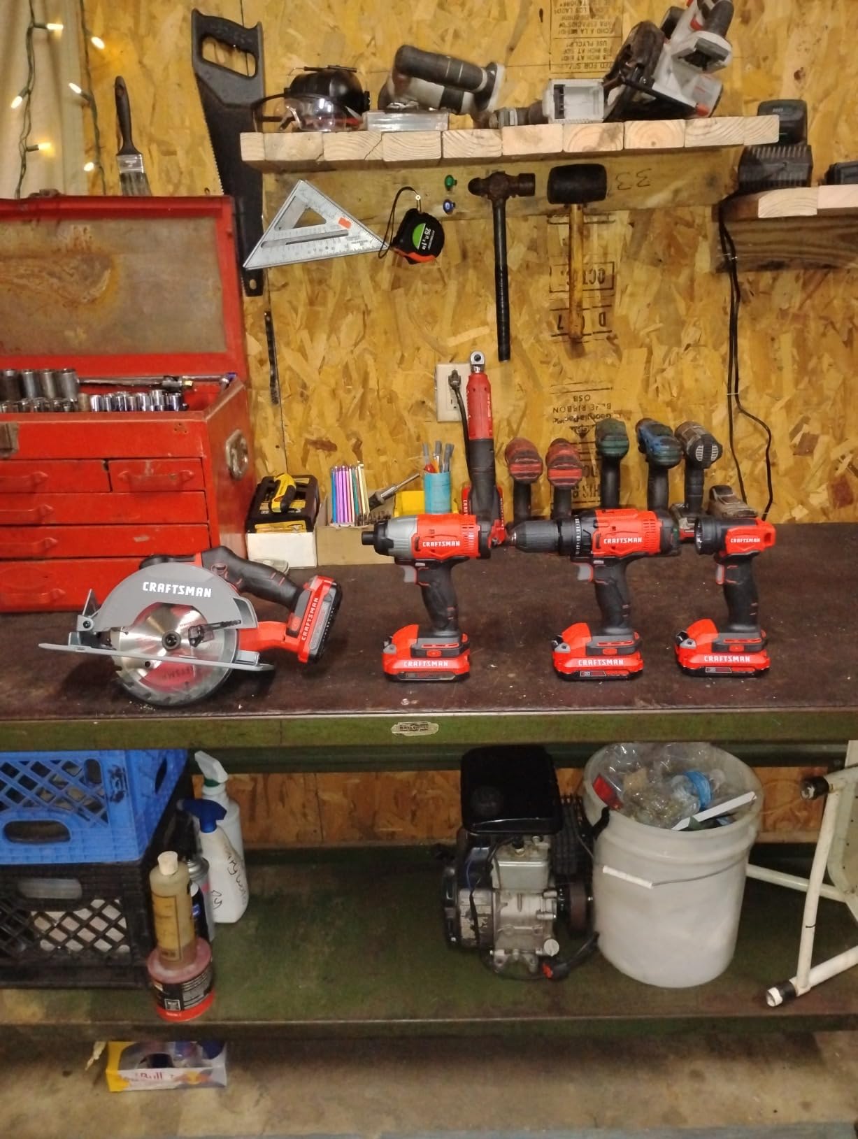 CRAFTSMAN V20 MAX Cordless Power Tool Kit, Circular Saw with 6 1/2 inch Blade, 1/4 inch Impact Driver, 1/2 inch Drill/Driver, LED Task Light, Battery and Charger Included (CMCK401D2AM) customer photo 2