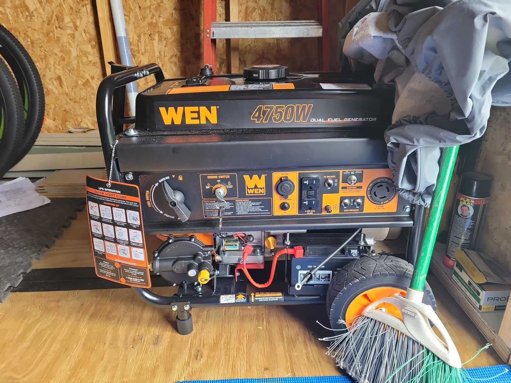 WEN 4,750-Watt 120V/240V Dual Fuel Portable Generator with Wheel Kit and Electric Start (DF475T) customer photo 1