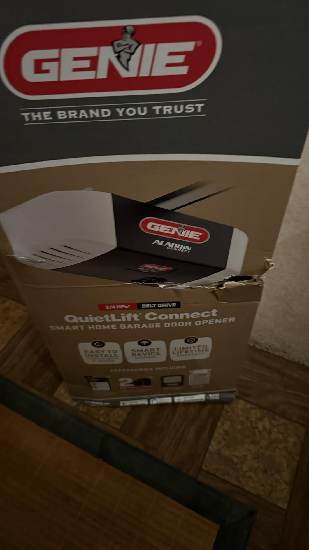 Genie QuietLift Connect – WiFi Smart Garage Door Opener with Added Wireless Keypad, ¾ HPC Smart Belt Drive – Compatible with Alexa and Google Assistant, Model 3053-TKV customer photo 2