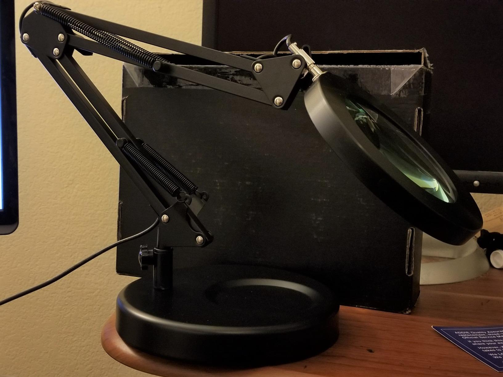 KIRKAS Magnifying Glass with Light and Stand, 12X 9.06in Clamp & Base customer photo 1