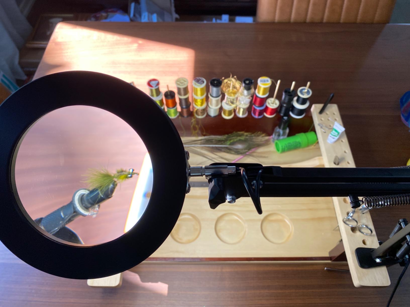 KIRKAS Magnifying Glass with Light and Stand, 12X 9.06in Clamp & Base customer photo 2