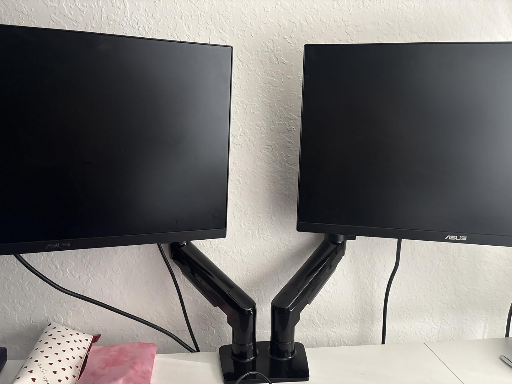 HUANUO FlowLift™ Dual Monitor Stand, Fully Adjustable Gaming Monitor Desk Mount for 13–32″ Computer Screens, Full Motion VESA 75x75/100x100 with C-Clamp & Grommet Base, Each Arm Holds 4.4 to 19.8 lbs customer photo 1