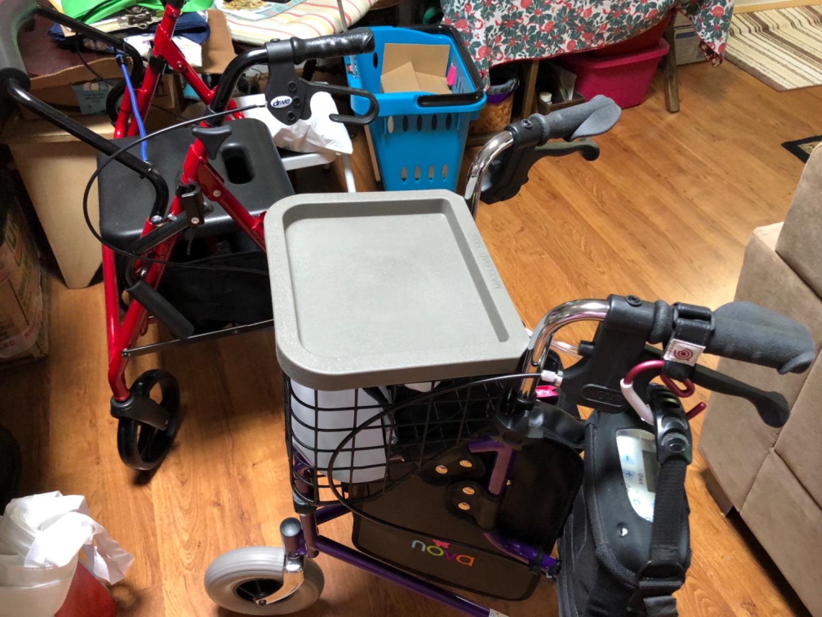 NOVA Traveler Folding 3-Wheel Walker with Tray, Basket, Pouch & Cup Holder, Lightweight Mobility Aid for Seniors & Adults, 8” All-Terrain Wheels for Tight Spaces & Travel, Sky Blue customer photo 1