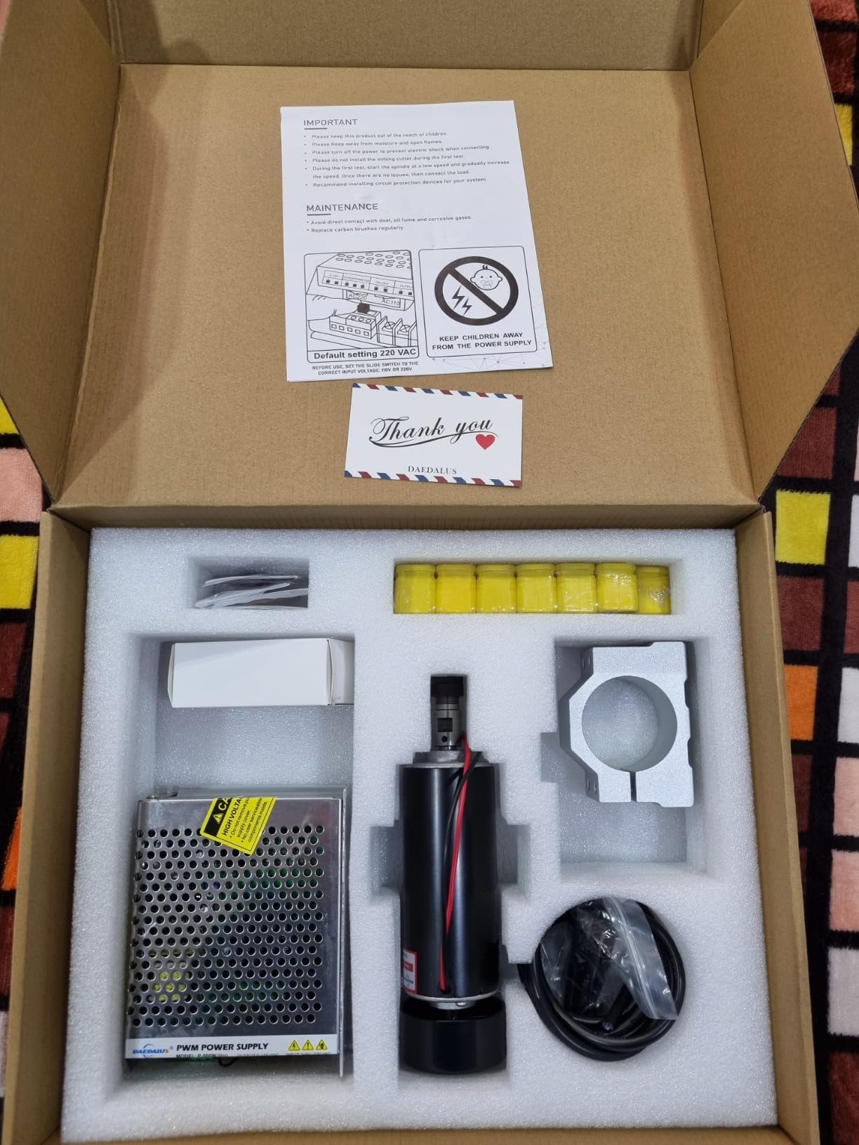Daedalus CNC Spindle Motor Kit, 500w, ER11, Brushed customer photo 1