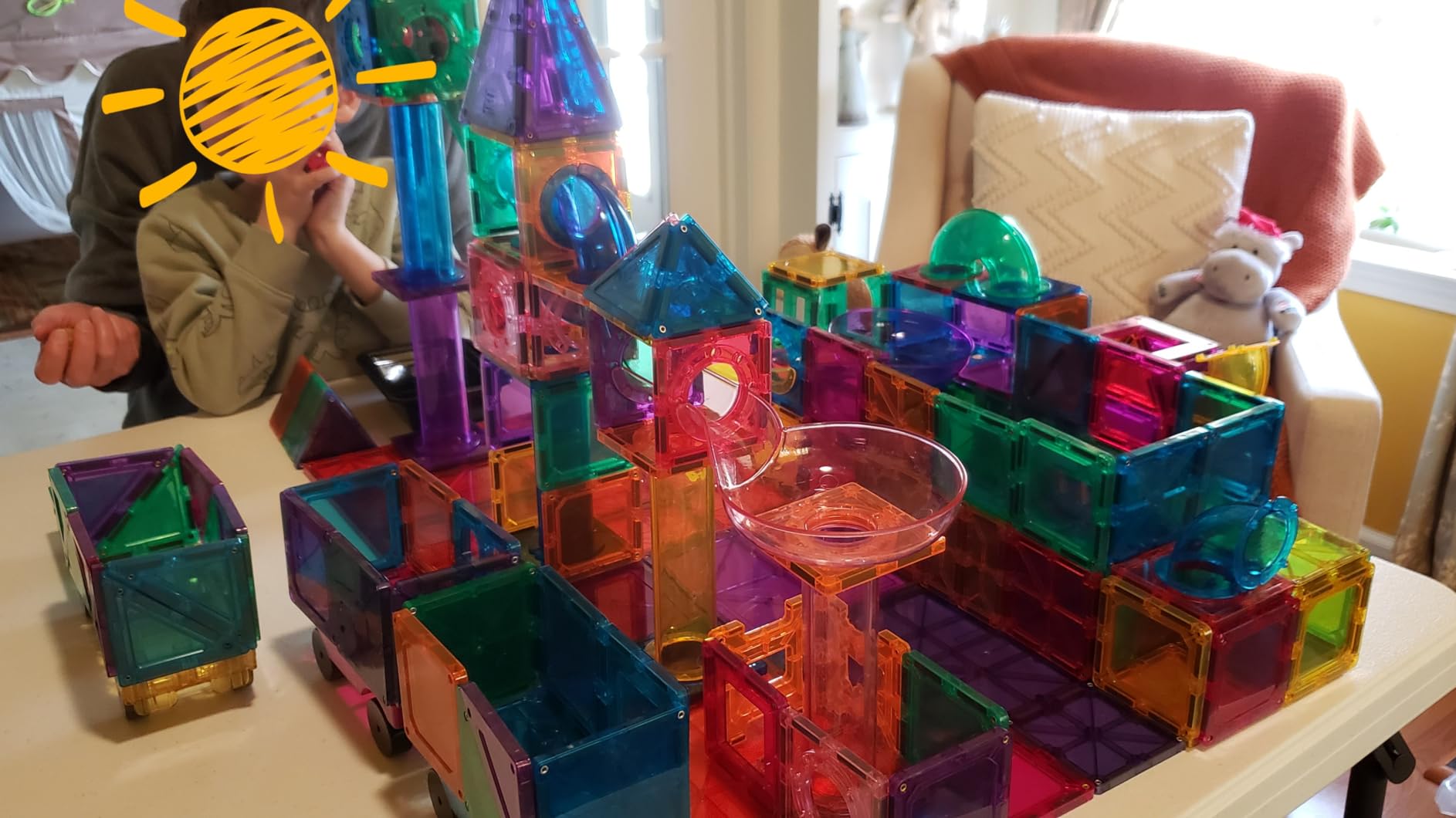 PicassoTiles 100 Piece Marble Run Magnetic Tiles Race Track STEM Ages 3+ customer photo 1