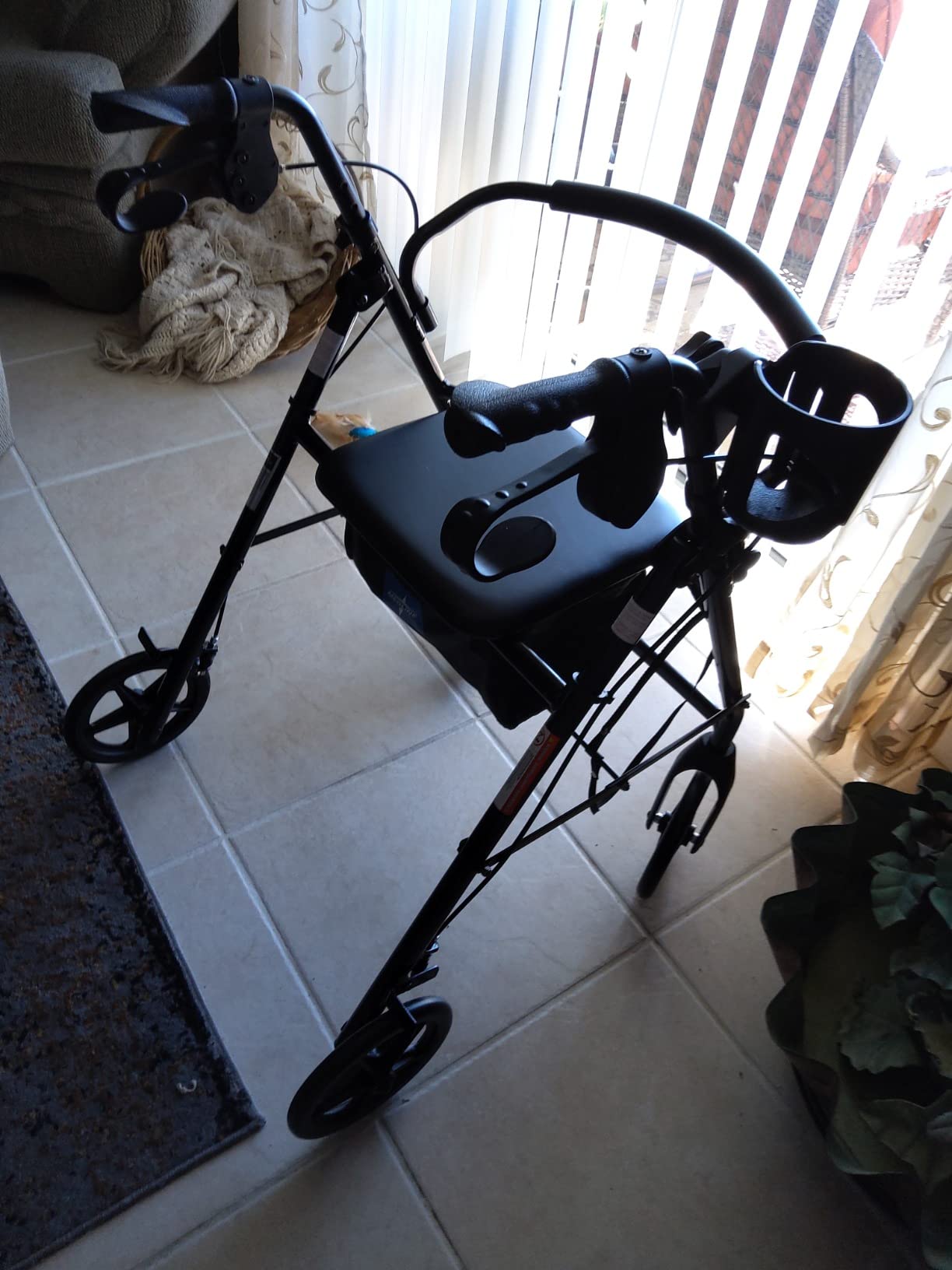 Medline Aluminum Rollator Walker, Burgundy, 300 lb. Weight Capacity, 8” Wheels, Adjustable Height Handle, Padded Seat & Backrest, Rolling Walker for Seniors and Mobility Impaired customer photo 2