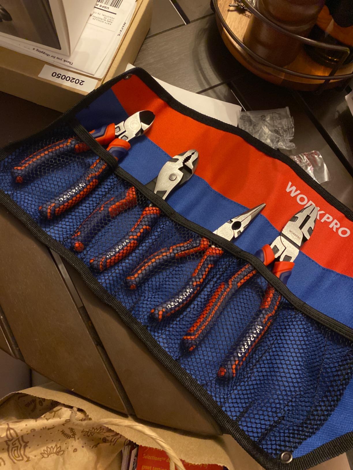 WORKPRO Pliers Set, 5-Piece Premium Cr-V Pliers Kit with Storage Pouch customer photo 1