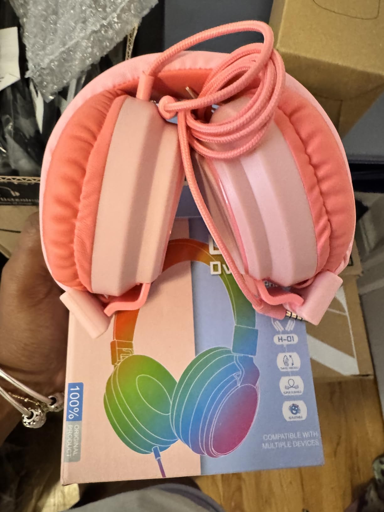 Wired Kids Headphones for School with Cord Mic,Safe Volume Limit 85/94dB customer photo 1