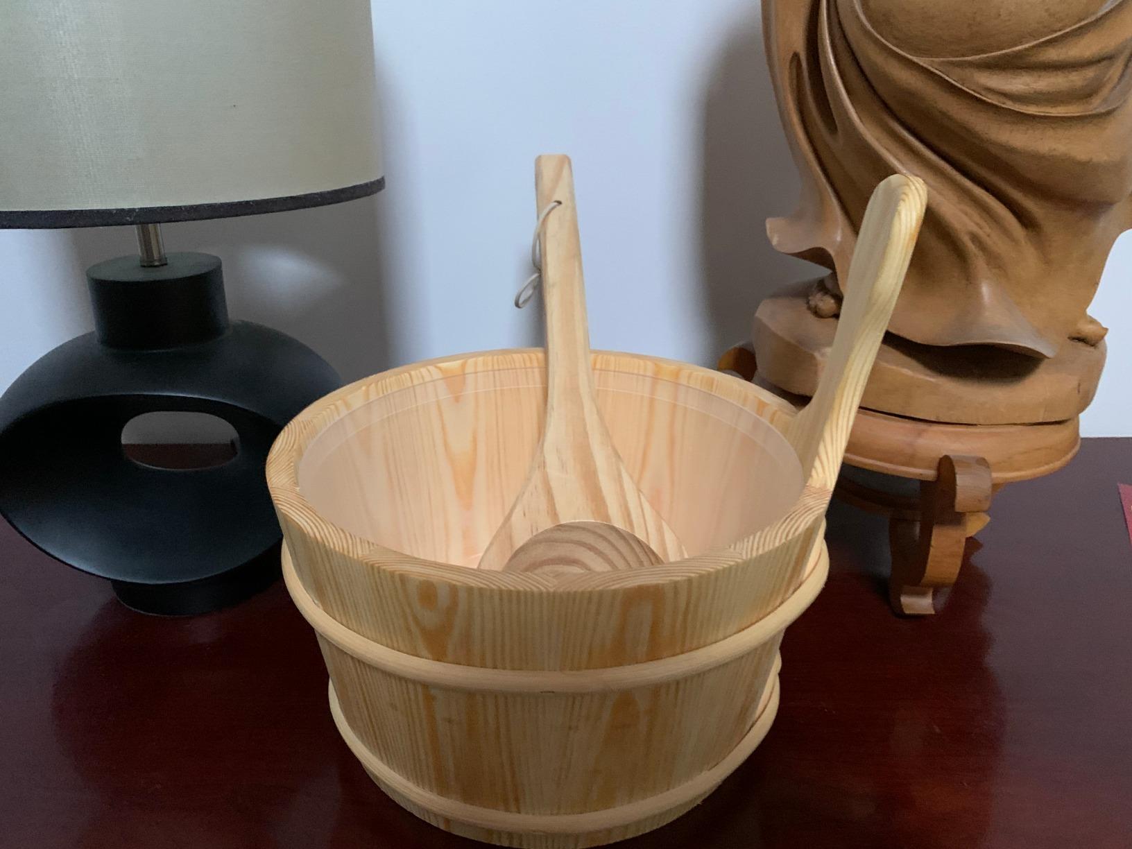 Sauna Bucket and Ladle, Wooden Sauna Bucket Sauna Accessories for Men Women, Sauna Wood Bucket Set Cedar Made of Premium Finland Pinewood customer photo 2
