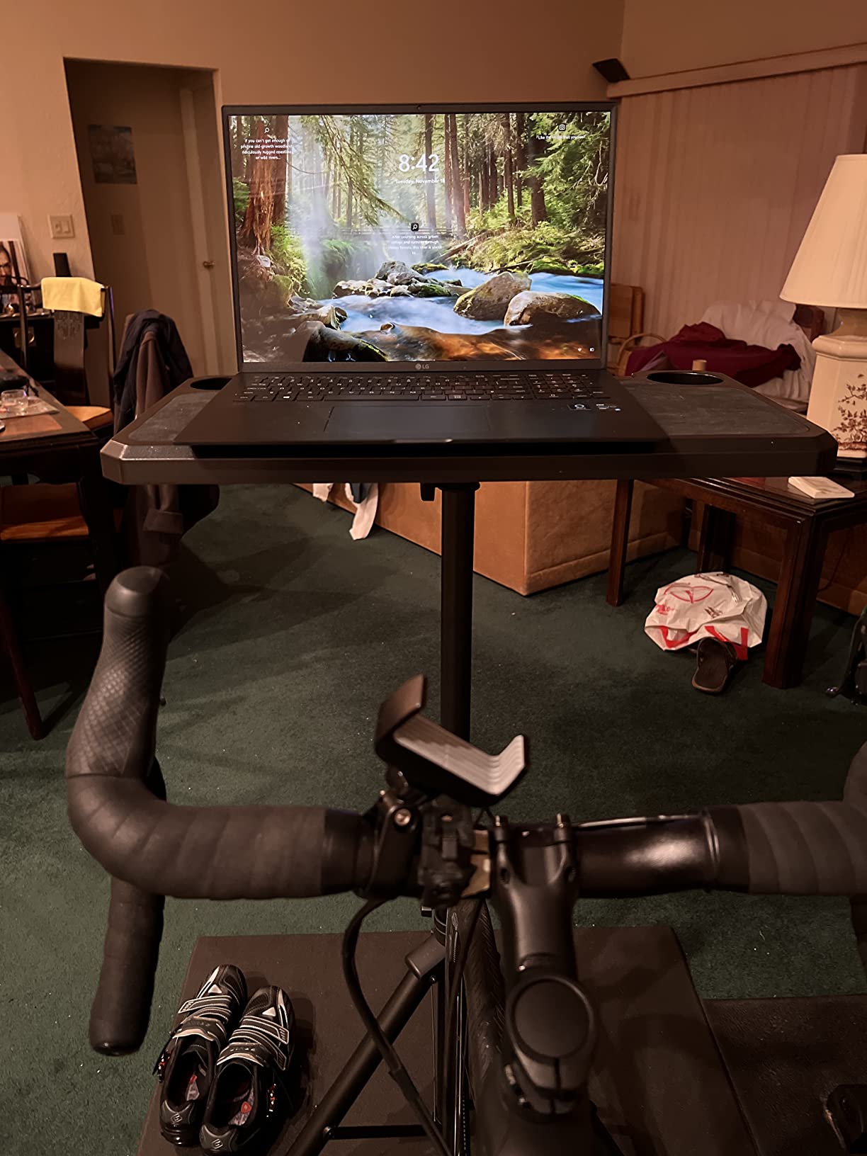 KOM Cycling Media Display - Indoor Cycling Desk for Bicycle Trainer - Bike Desk Creates Rad Indoor Cycling Pain Cave - Perfect for Displaying Zwift, TR, and Wahoo SUF! customer photo 1