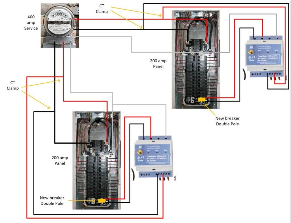 Bi-Directional,Din Rail,Monitor Solar PV,Power Usage Monitor,Home-Assistant,Modbus TCP/RTU, Three Phase Energy Meter, Net Energy metering, WiFi,Split Phase,150A,WEM3080T,CE,FCC,UL customer photo 2
