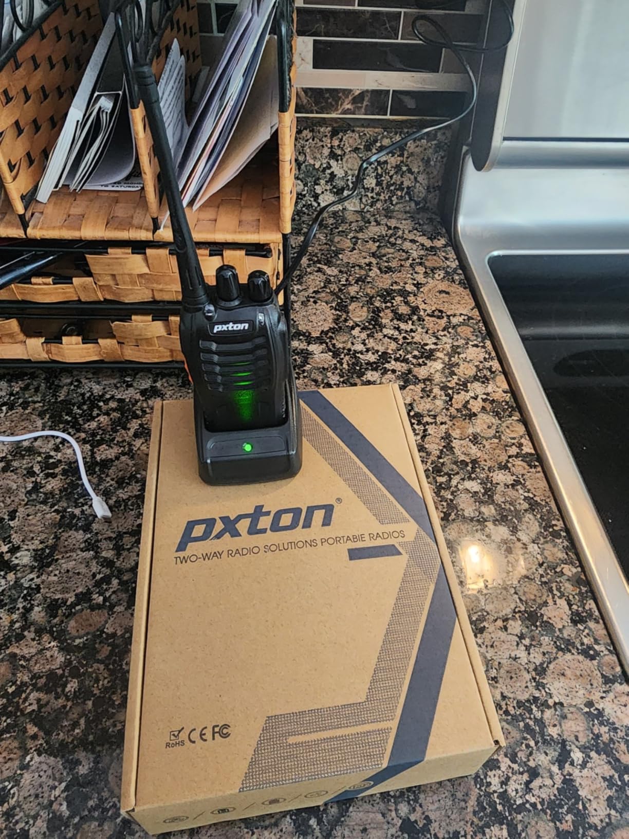 pxton Walkie Talkies Long Range for Adults with Earpieces,16 Channel Walky Talky Rechargeable Handheld Two Way Radios with Flashlight Li-ion Battery and Charger(4 Pack) customer photo 2