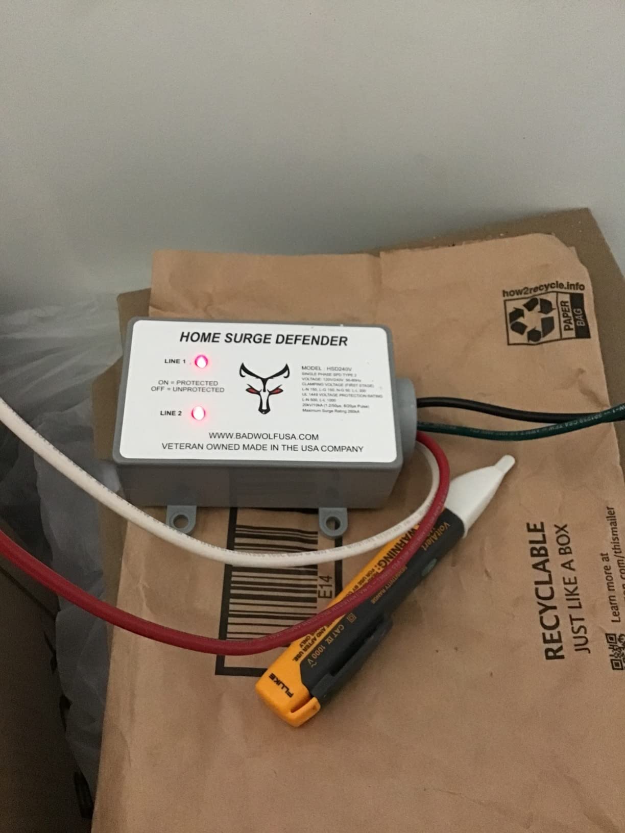 Bad Wolf HSD240V Whole House Lightning & EMP Surge Protector 260kA, ETL Listed and FCC Certified Type 1 SPD, 120/240V Split Phase customer photo 2