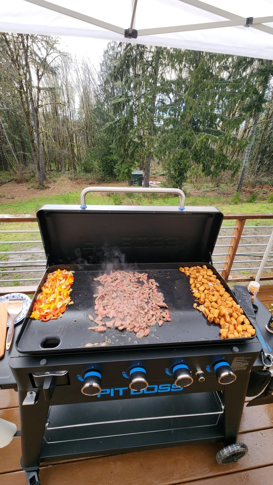 Pit Boss 4-Burner Propane Gas Non-Stick Ceramic Coated Rust-Resistant Portable Lift-Off and Stationary Griddle Grill with Hard Cover, 647-Sq. In. (35