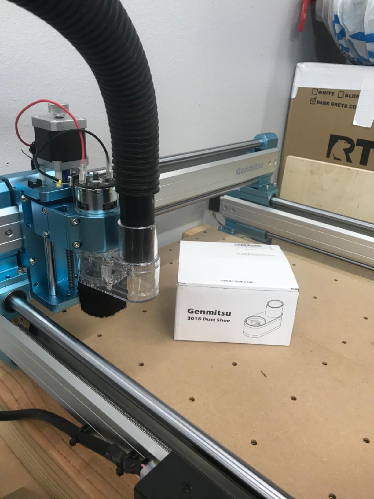 Genmitsu CNC Dust Shoe ABS Cover Cleaner for 3018 Series CNC Router/CNC Machines with a 42mm Diameter Motor, Hose Adapter Outer Diameter 38mm (1.5″), Transparent customer photo 1