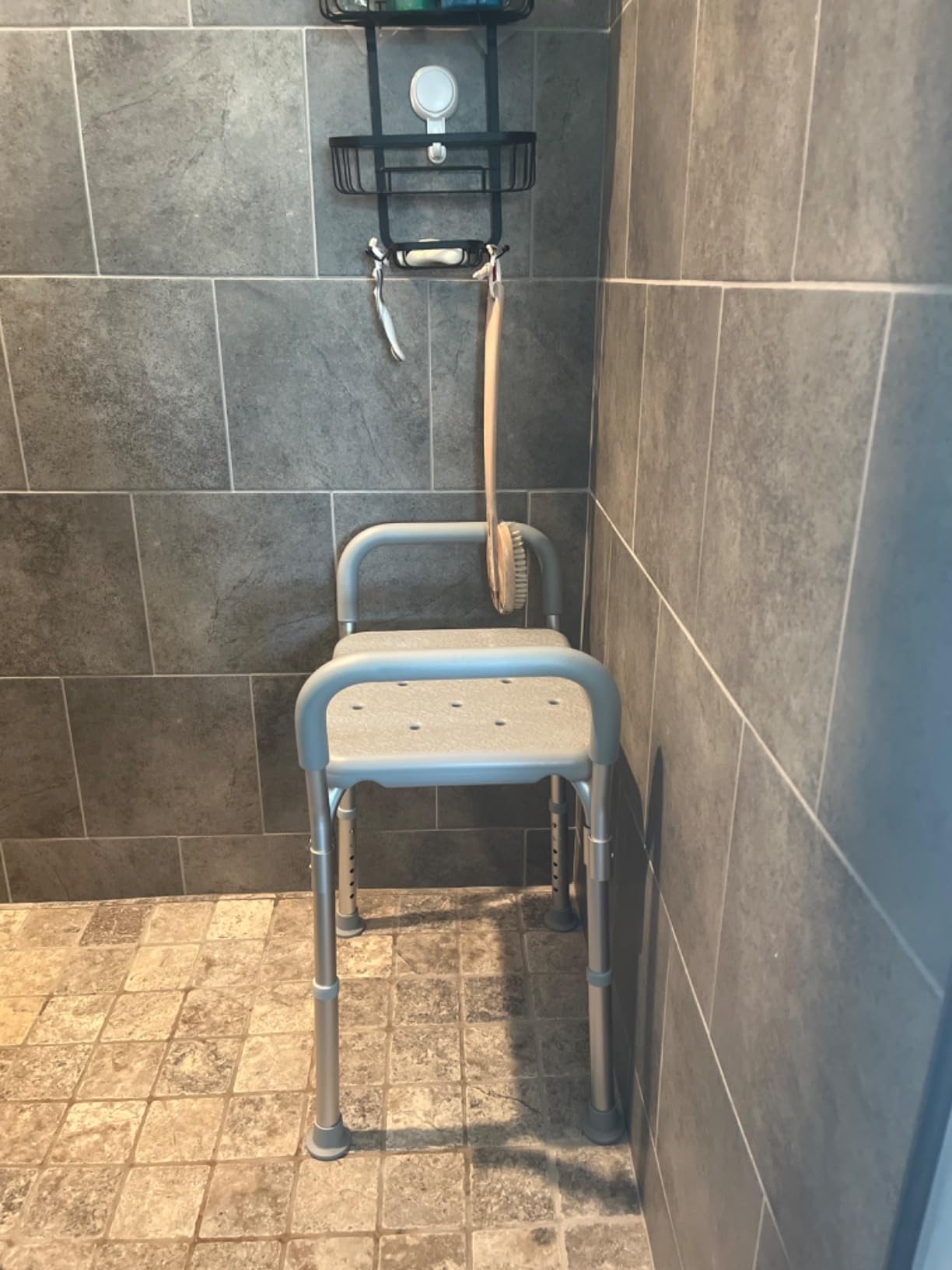 Medline Backless Shower Chair with Arms - 350 lb. capacity, Bench, Stool, Seat for Elderly, Seniors Independent Adult and Disabled Adults customer photo 1
