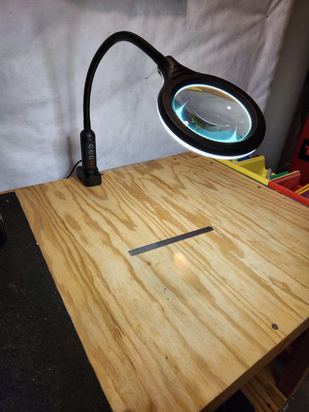 10X Magnifying Glass with Light and Clamp, 5 Color Modes Stepless Dimmable Lighted Magnifier with Stand, Flexible Gooseneck LED Desk Lamp Hands Free for Craft Reading Painting Hobby Close Work customer photo 2
