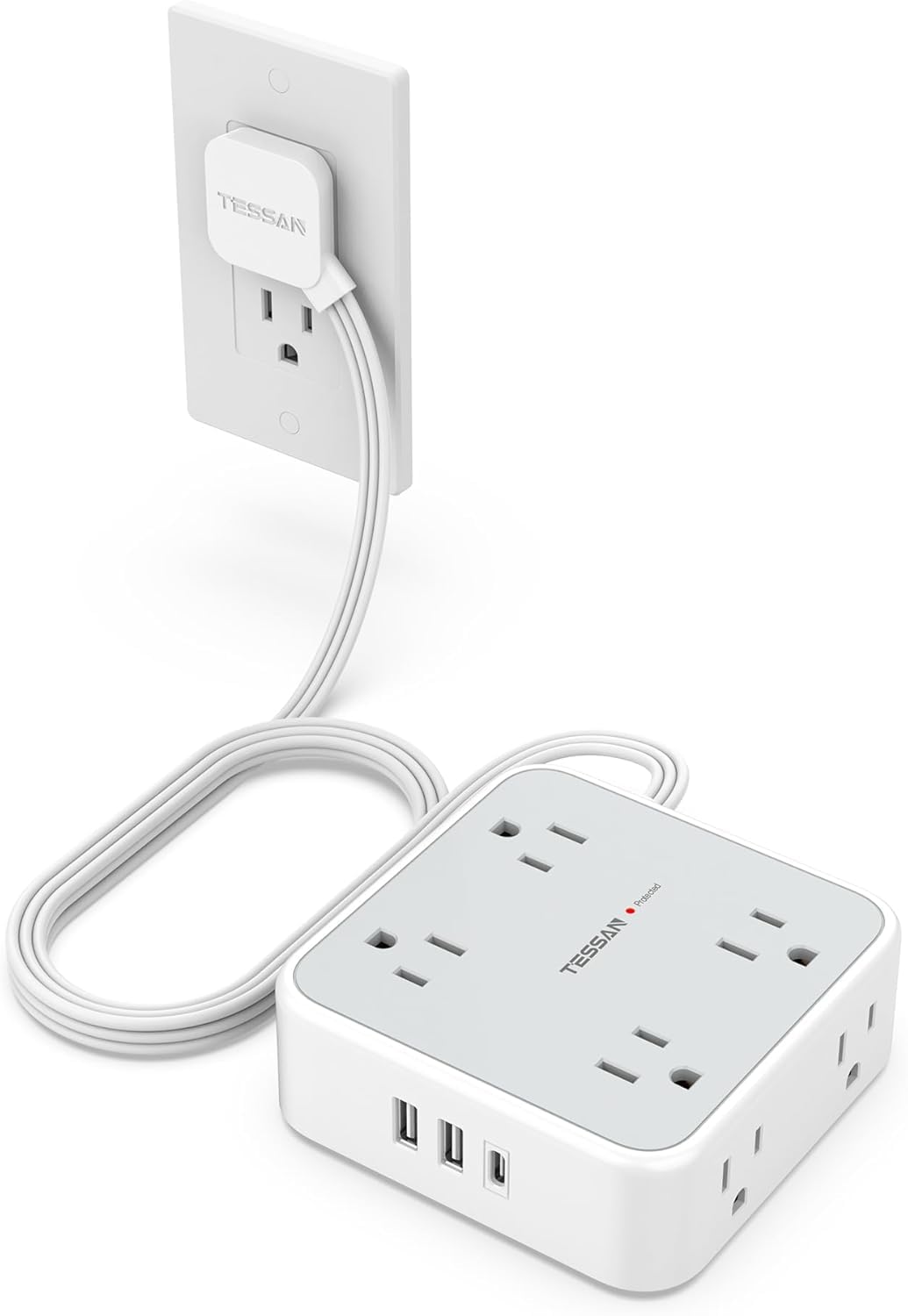 TESSAN Surge Protector Power Strip with 900J Surge Protection, 5 Ft, Grey customer photo 1