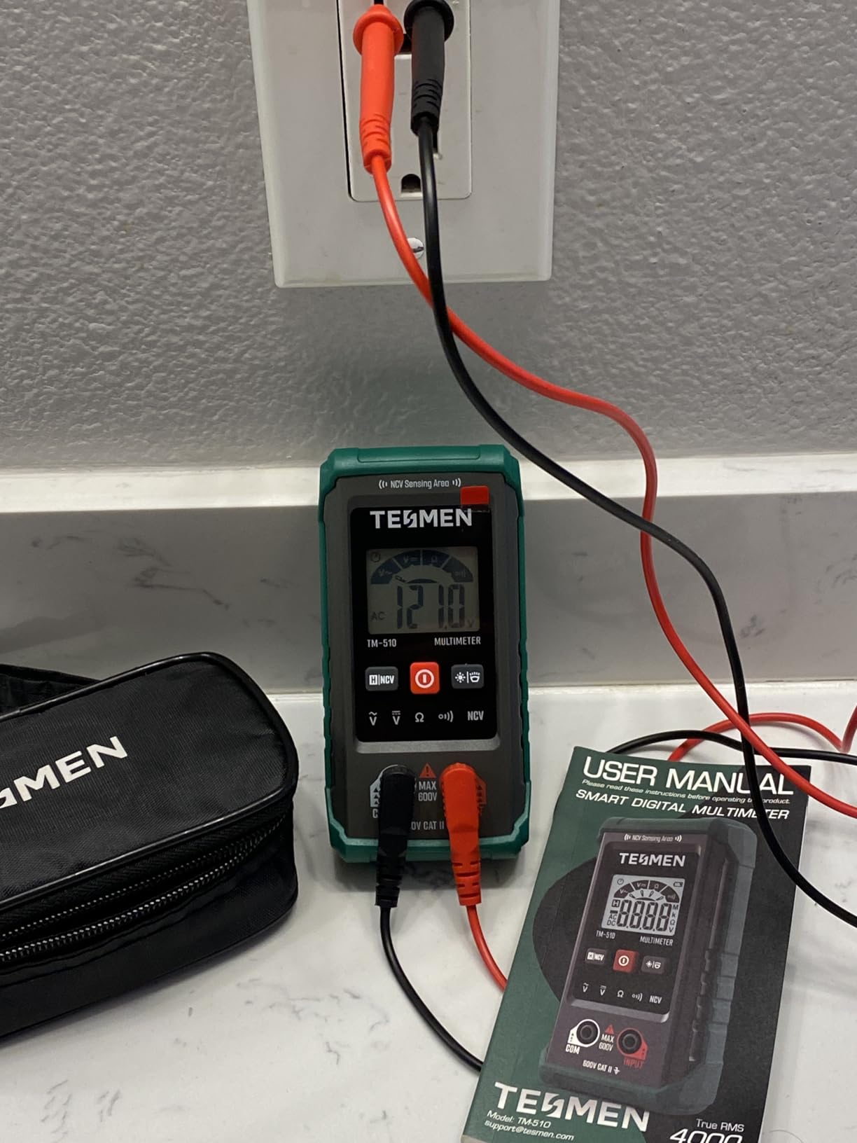 TM-510 Digital Multimeter, 4000 Counts, Smart Measurement, Auto-Ranging Voltmeter; Voltage Tester with Non-Contact Voltage Function, Measures AC/DC Voltage, Resistance, Continuity – Green customer photo 2