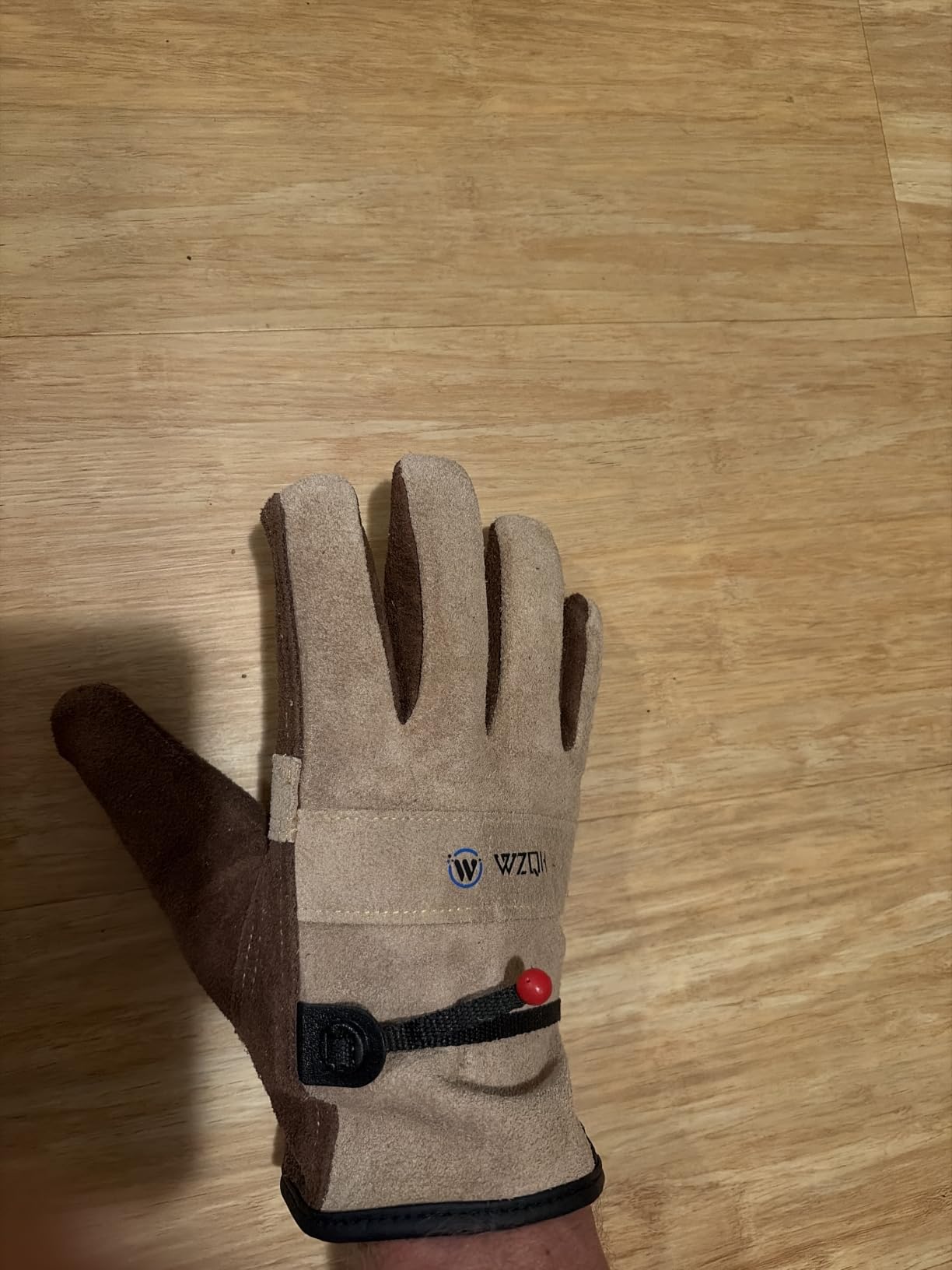 WZQH Leather Work Gloves for Men or Women.Gardening,Welding,Coffee-grey L customer photo 2
