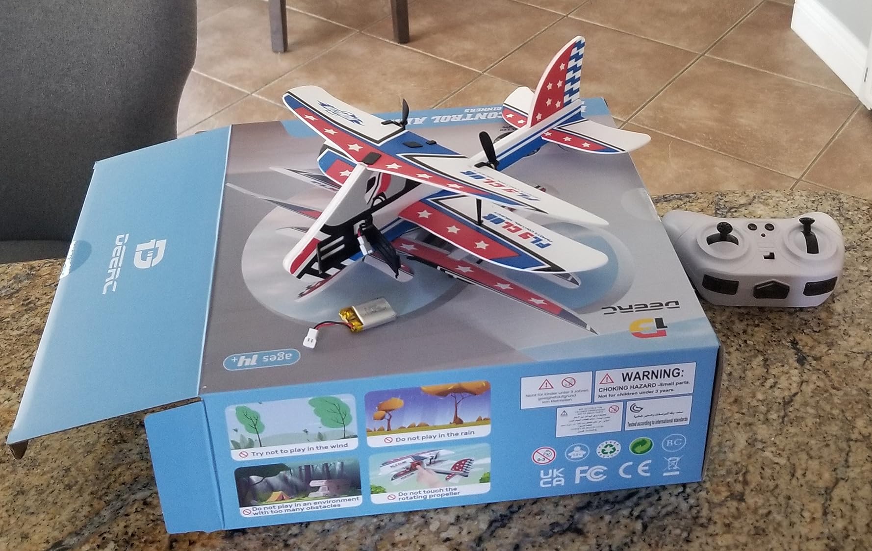 DEERC RC Plane, 2.4GHZ Remote Control Airplane W/ 3 Batteries & 6-axis Gyro Stabilizer, 2CH RTF RC Glider Toy for Beginners Kids Boys Girls Adults customer photo 2