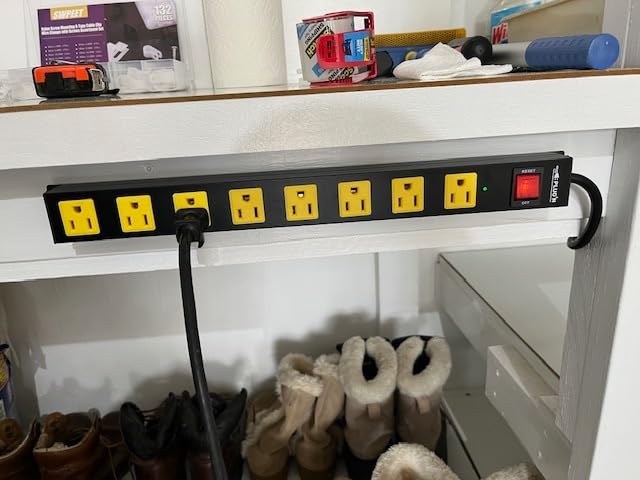 8 Outlet Long Power Strip, 2100J Surge Protector Heavy Duty 6FT Cord Wide Spaced and Wall Mount Metal Powerstrip for Home Office Garage Workshop customer photo 2