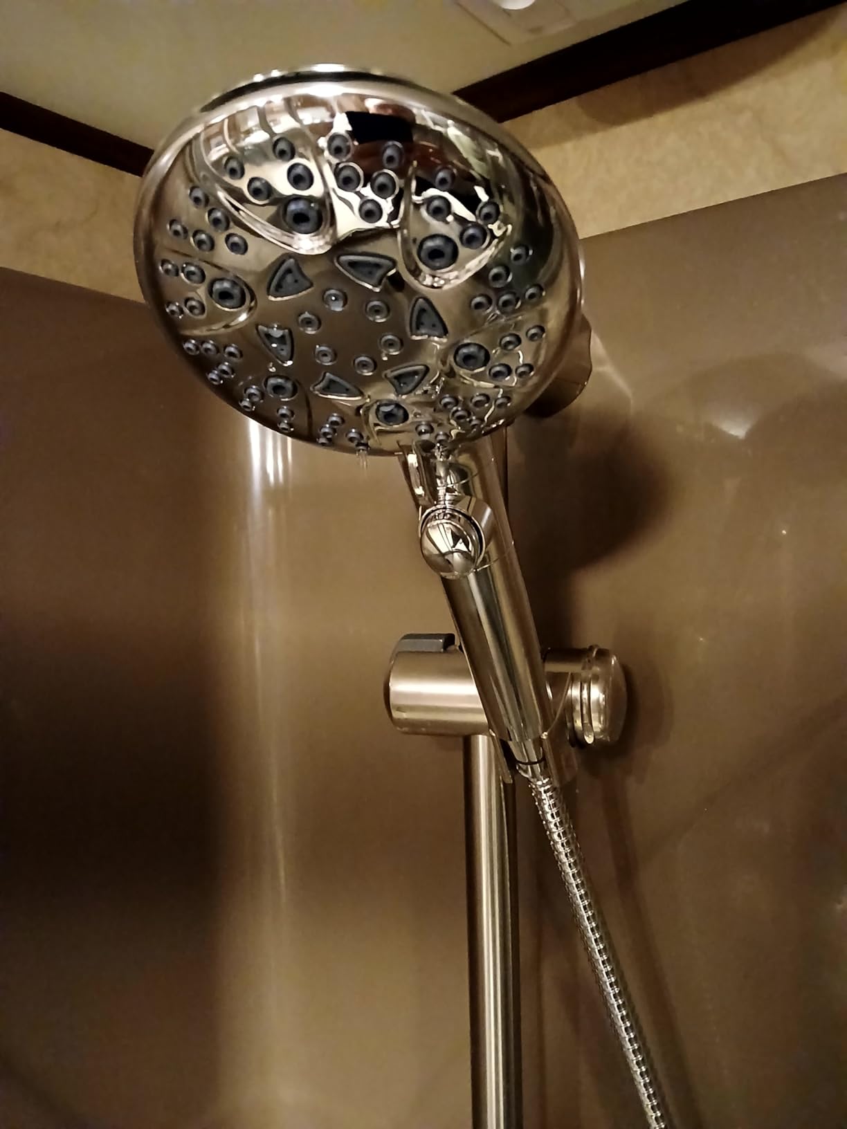 GwernKB Handheld Shower Head with On Off Switch 8-Mode High Pressure Showerhead with 79 Inches Extra-long Stainless Steel Hose and Bracket PLUS Extra Low-Reach Adhesive Wall Mount for Kids,Silver… customer photo 2