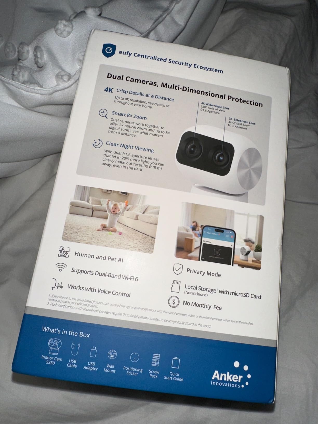 eufy Security 4K Indoor Cam S350, No Subscription, Dual Cameras, 8× Zoom customer photo 1