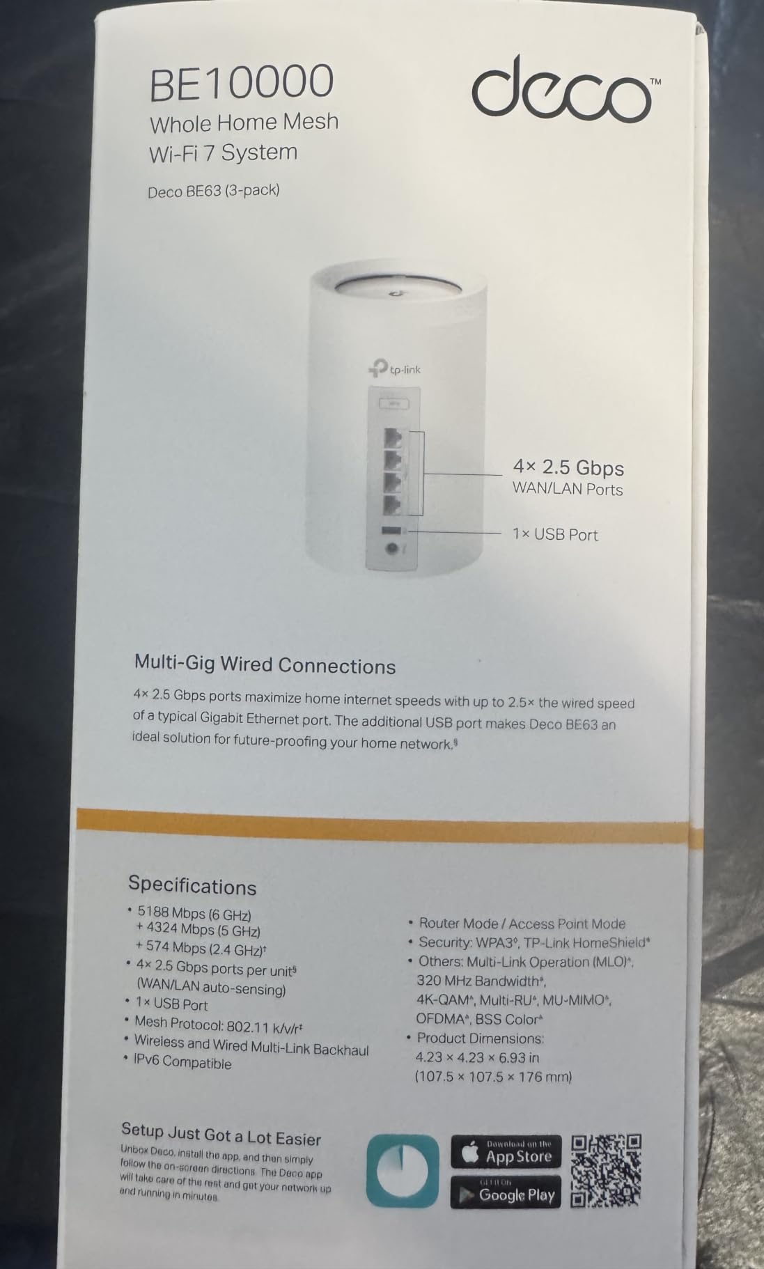 Deco 7 Pro Tri-Band WiFi 7 BE10000 Whole Home Mesh System 6-Stream 10 Gbps customer photo 1