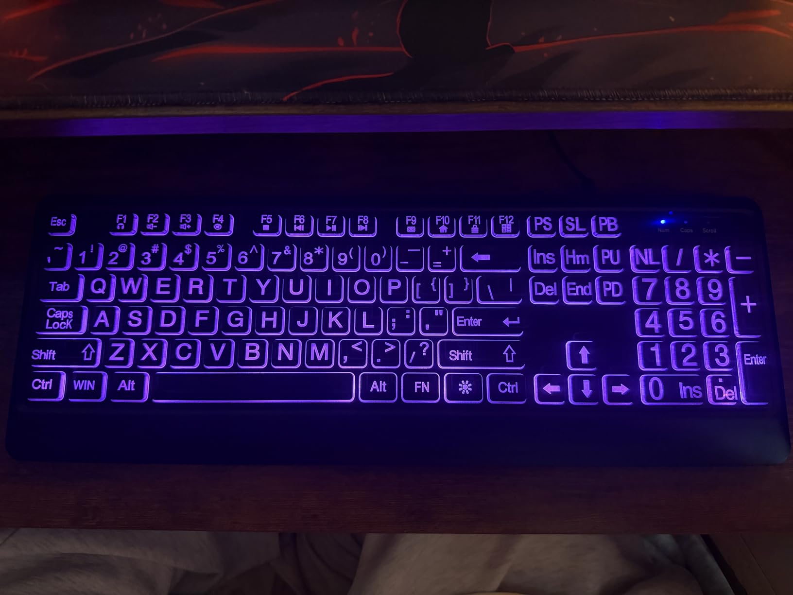 KOPJIPPOM Large Print Keyboard - 7 Interchangeable Backlight Colors, Light Up USB Wired Computer Keyboards, USB Plug-and-Play, Foldable Stands, Corded Full Size Keyboard for Windows, PC, Laptop customer photo 1