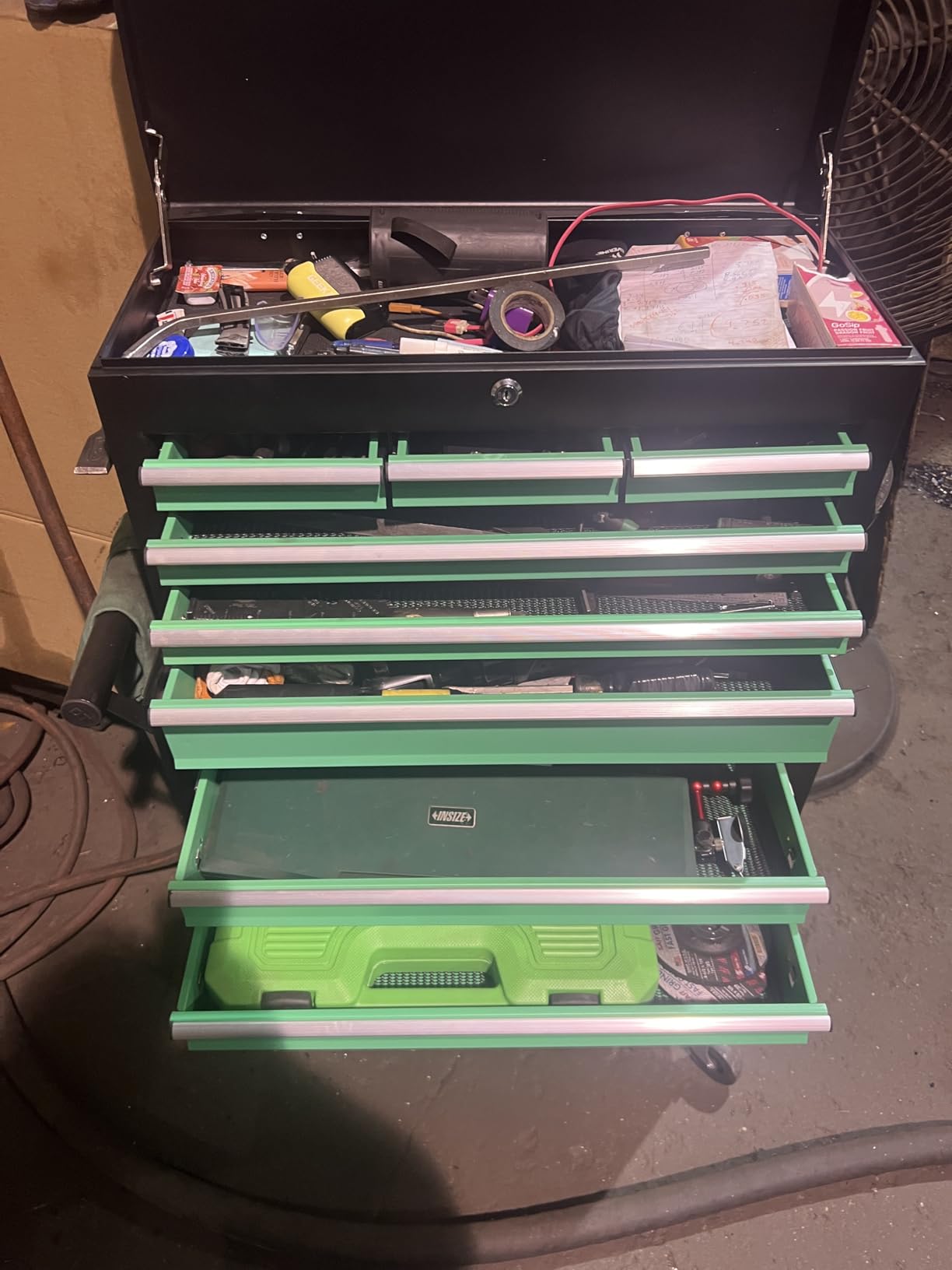 8-Drawer High Capacity Rolling Tool Chest, Removable Cabinet Storage Tool Box with Wheels and Drawers, Detachable Toolbox with Lock for Workshop Mechanics Garage(Black&Green) customer photo 2