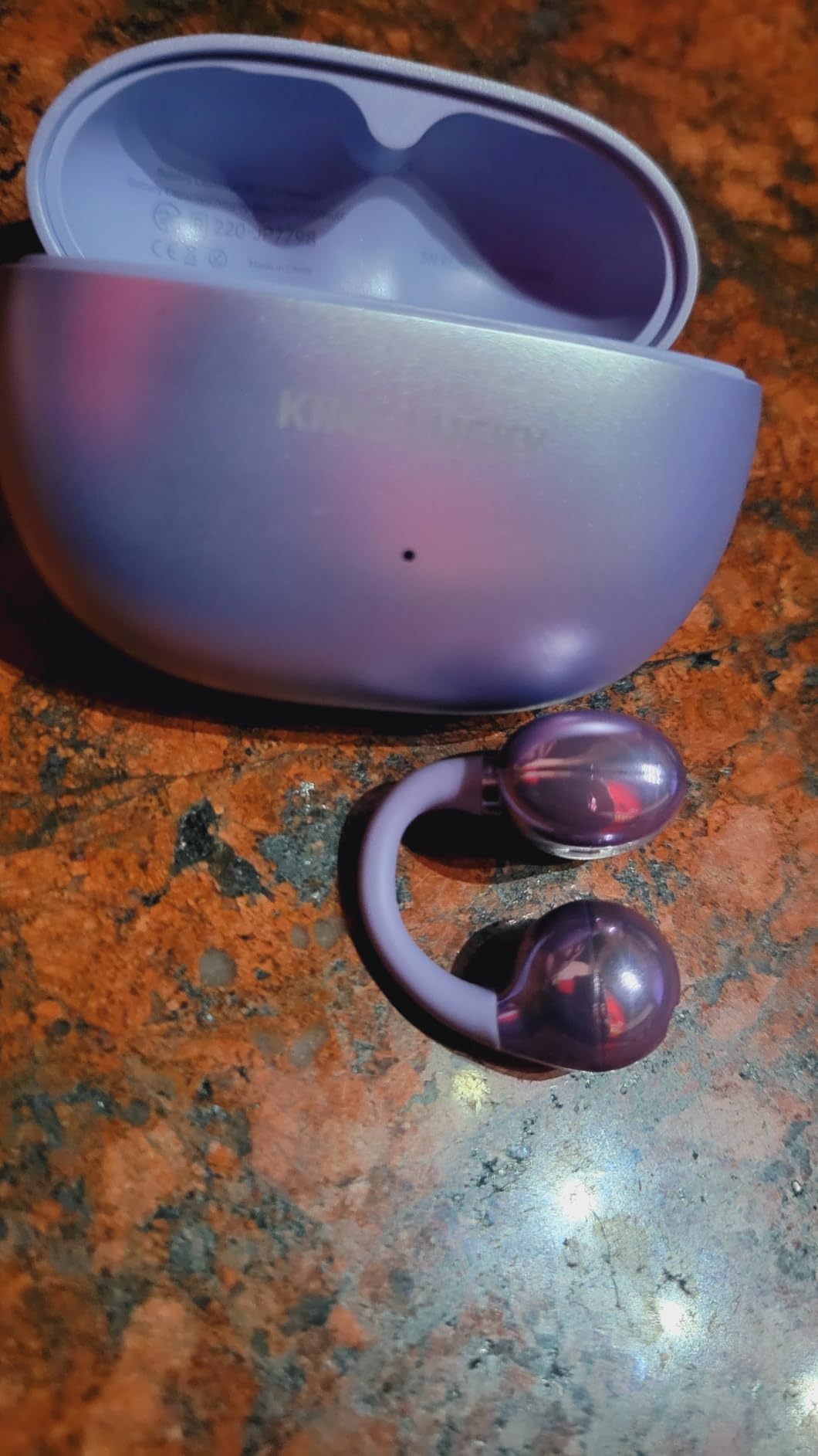 King Lucky Clip-On Earbuds Gen 3, Open-Ear Wireless Bluetooth 6.0 Headphones with Mic, Secure Fit for Small Ears & Glasses Wearers, 50H Playtime, ENC, IPX5 Waterproof Sport Ear Buds (Purple) customer photo 1