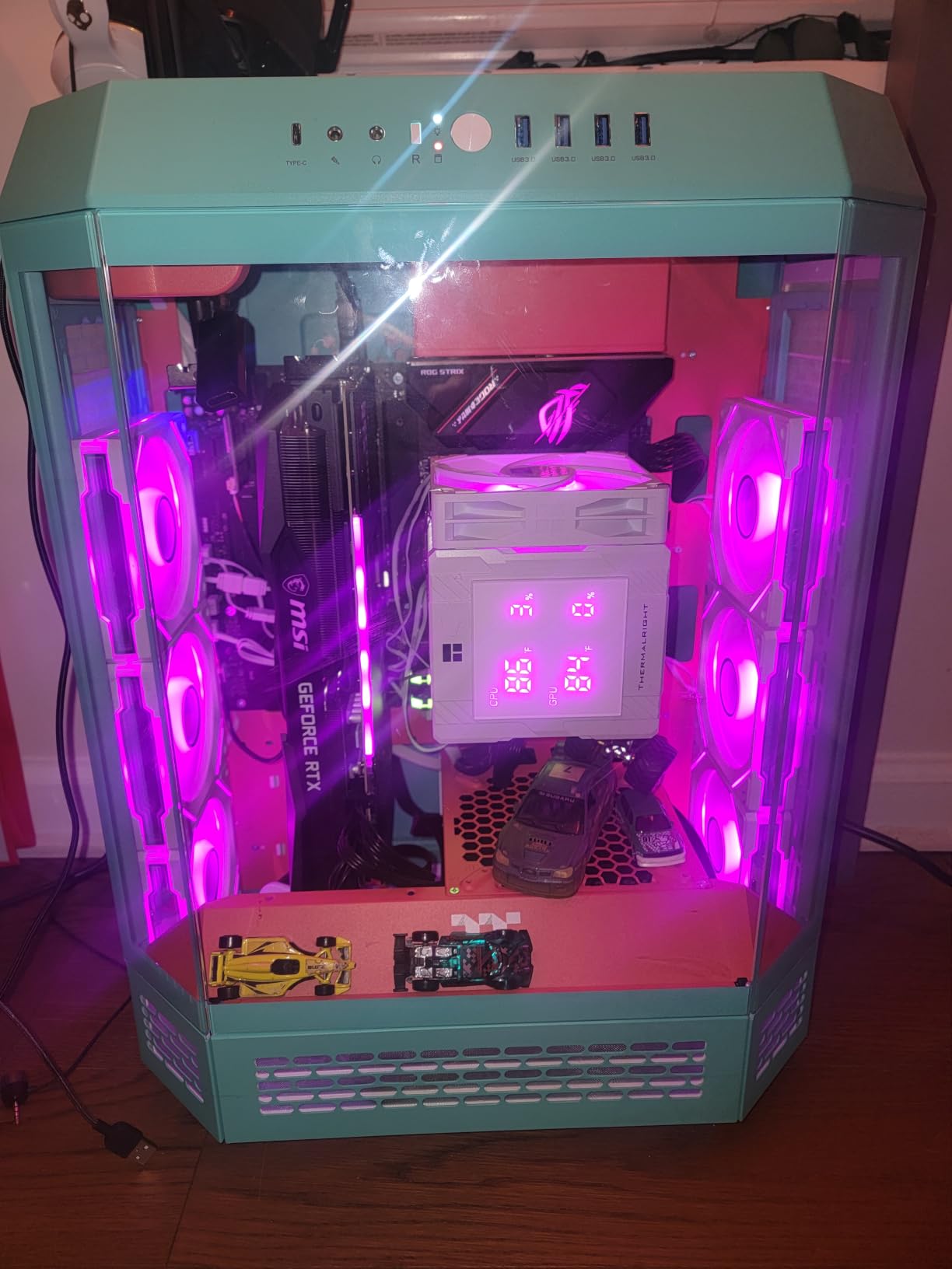 Thermaltake Tower 600 Hydrangea Blue Mid-Tower ATX Case; 3 Tempered Glass Panels; Hidden-Connector Motherboard Support; Rotational PCI-e Slots; CA-1Z1-00MFWN-00; 3 Year Warranty customer photo 2