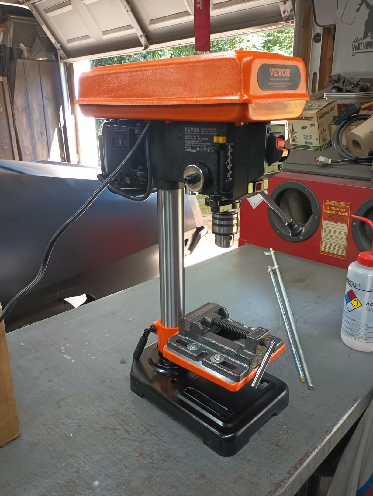 VEVOR 8 in Benchtop Drill Press, 2.5A Induction Motor, Tabletop Drilling Machine with 750/1140 / 1740/2340 / 3200 RPM Adjustable Speed, 0-45° Tilting Worktable, LED Work Light, for Wood Metal customer photo 1