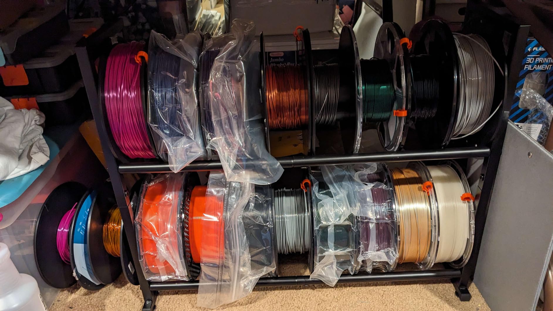 2 Tier 3D Printer Metal Filament Storage Rack for 16 Rolls,No Drilling. customer photo 2