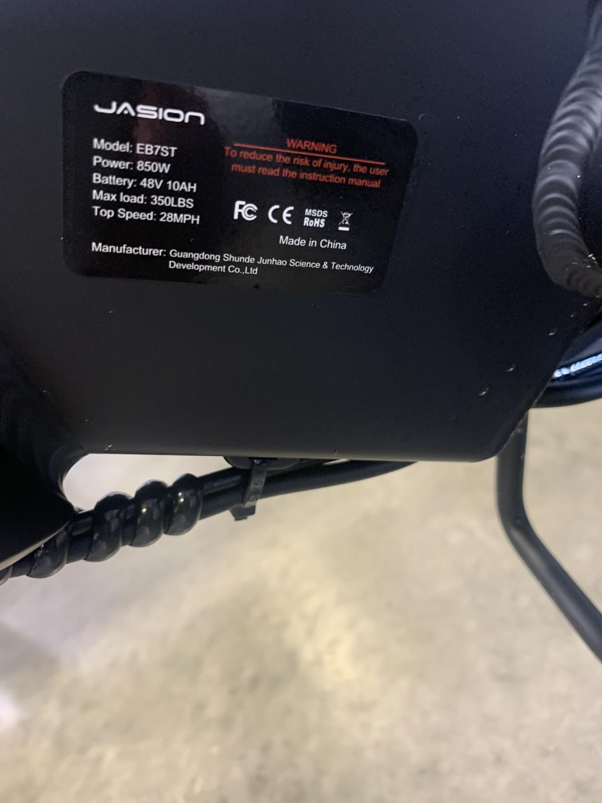 Jasion EB6 Foldable Electric Bike for Adults, 1200W Peak Motor 25 MPH EBike customer photo 2