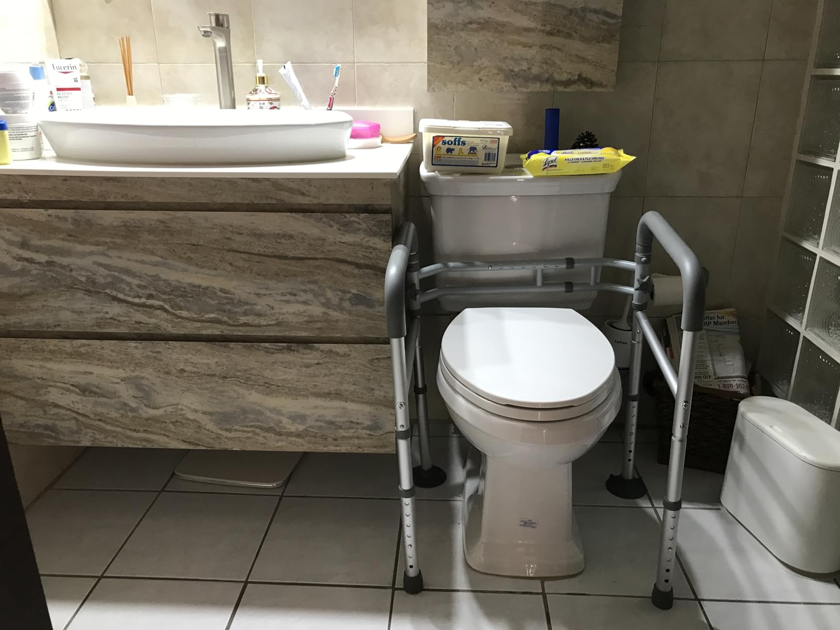 HOMLAND Toilet Safety Rails for Seniors, Adjustable Height & Width, 350 Lbs customer photo 1