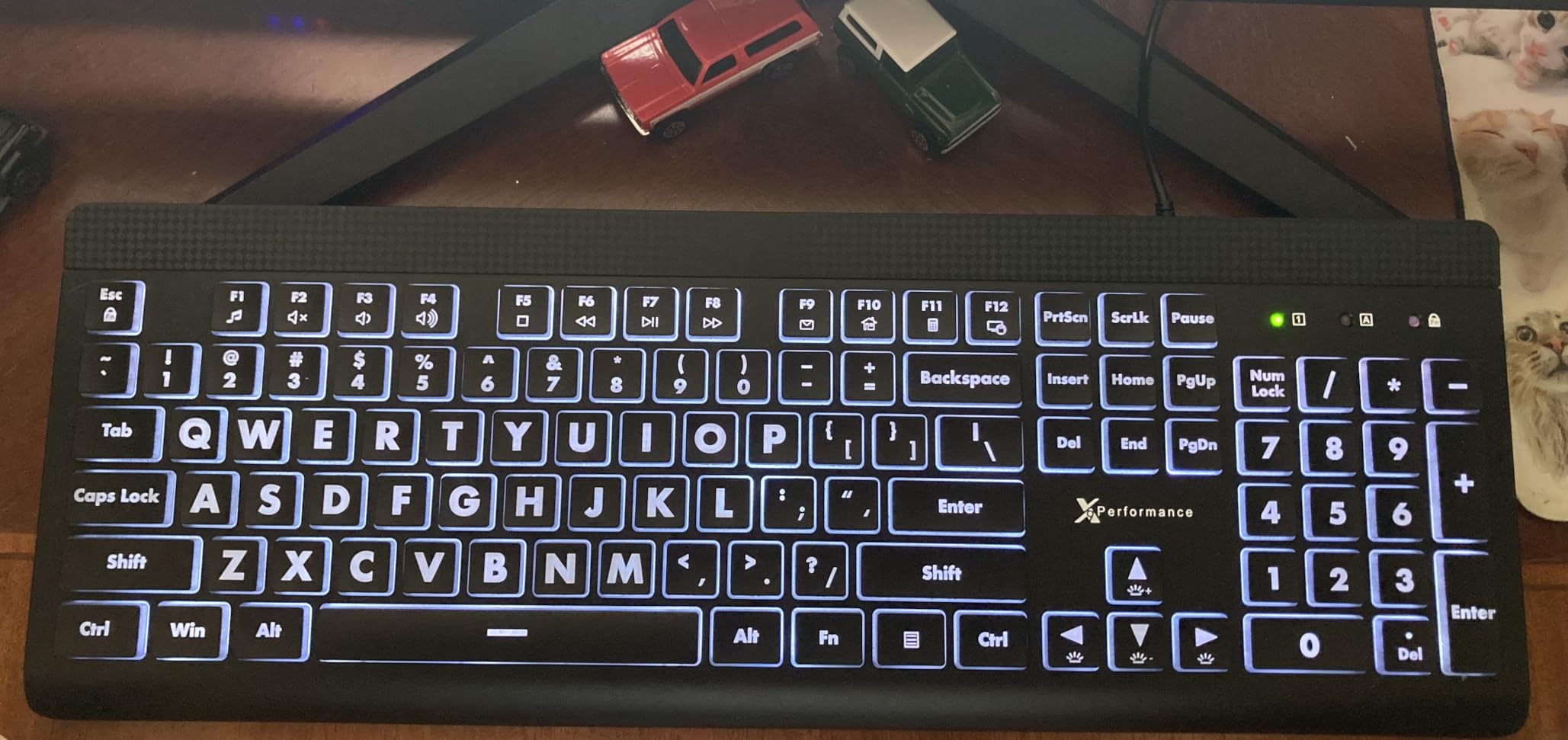 X9 Large Print Backlit Computer Keyboard - Easy to See Big Letters - Lighted USB Wired Keyboard with 7-Colors Backlight LED, Full Size Oversized Light Up Keyboard for Windows, PC, Laptop, Desktop customer photo 1
