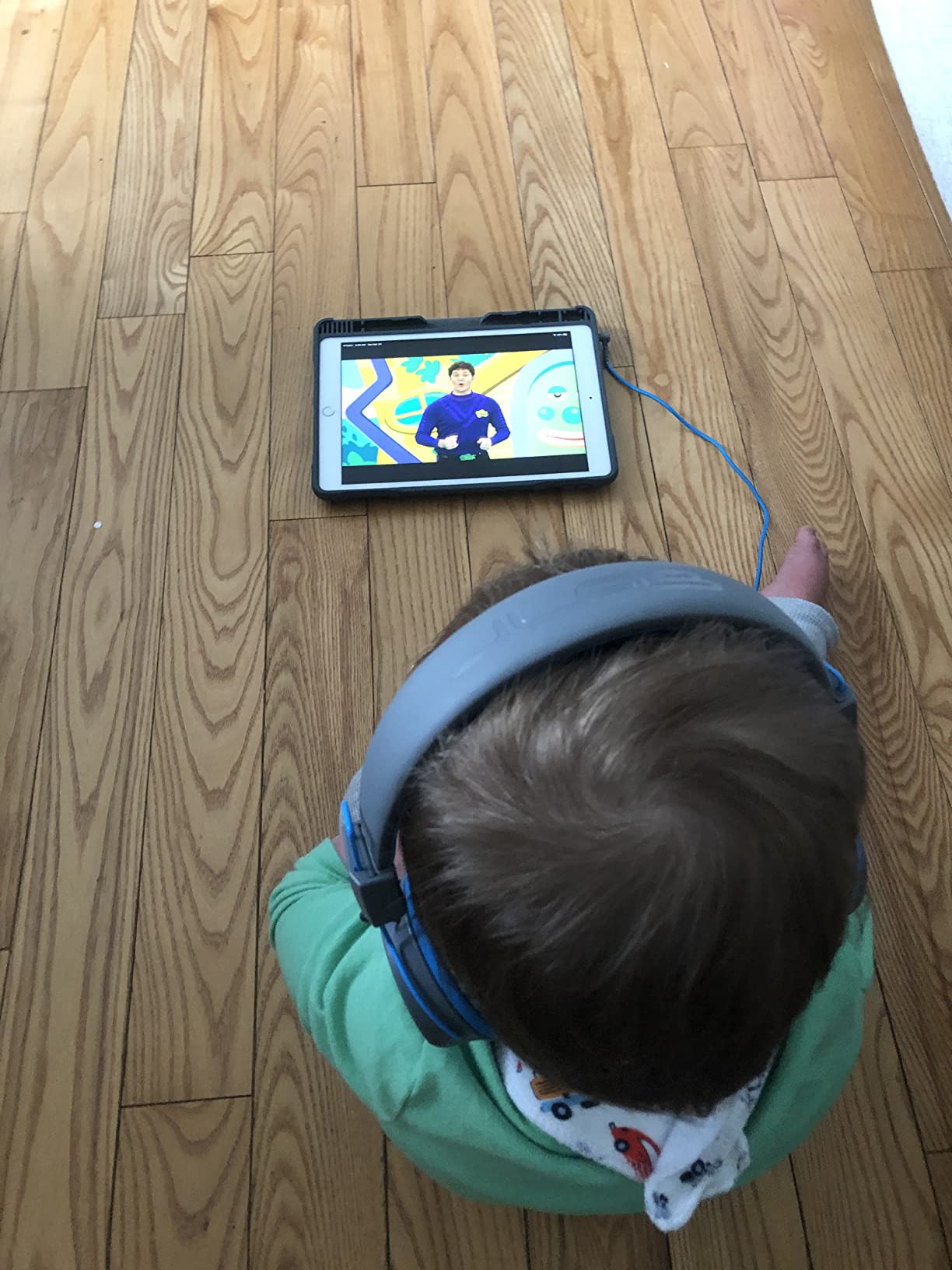 JLab JBuddies Studio Kids on-Ear Wired Headphones with mic, Volume Limiter, Folding, Adjustable, Noise Isolation, Blue/Green customer photo 2