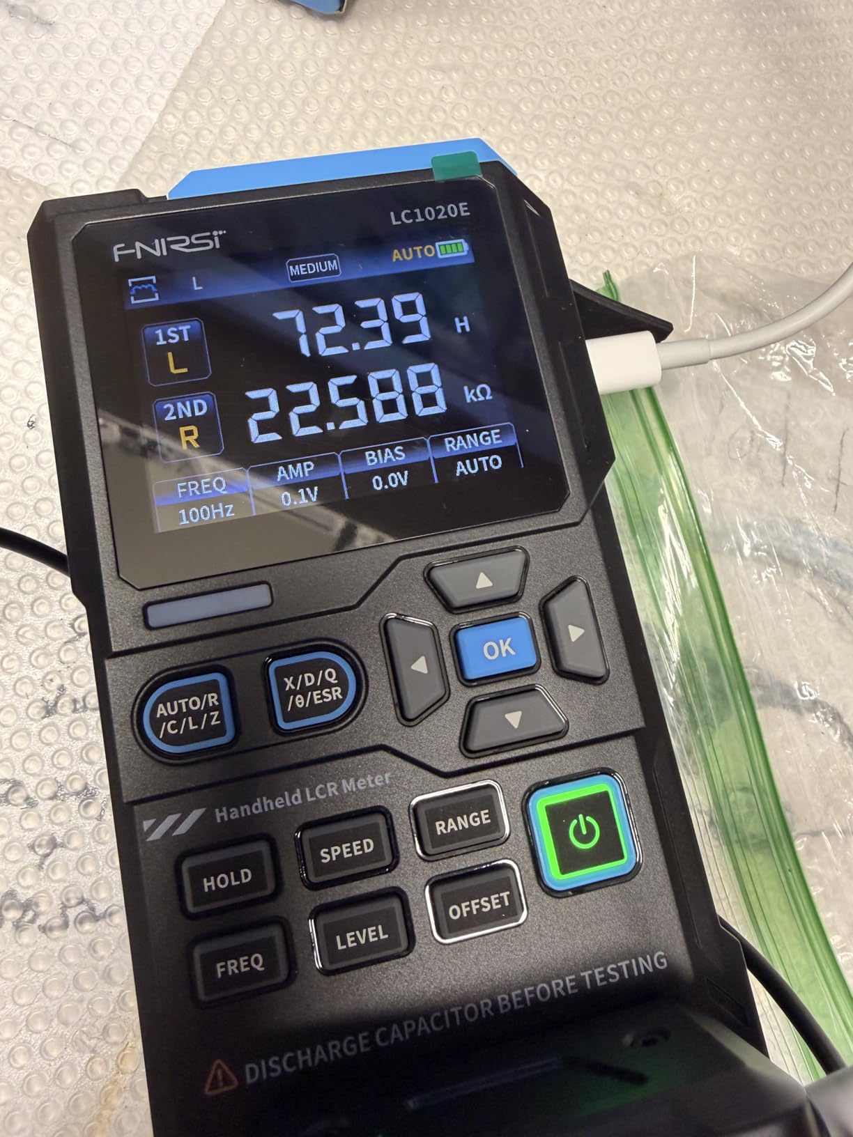 FNIRSI LC1020E 100kHz LCR Meter, 19,999 Counts Resistor Inductor Capacitor Tester, Auto Component Detect, Measures ESR/Q/D/θ/X, 2.8” Color TFT, Dual Parameter Display, Sorting & Open/Short Calibration customer photo 2